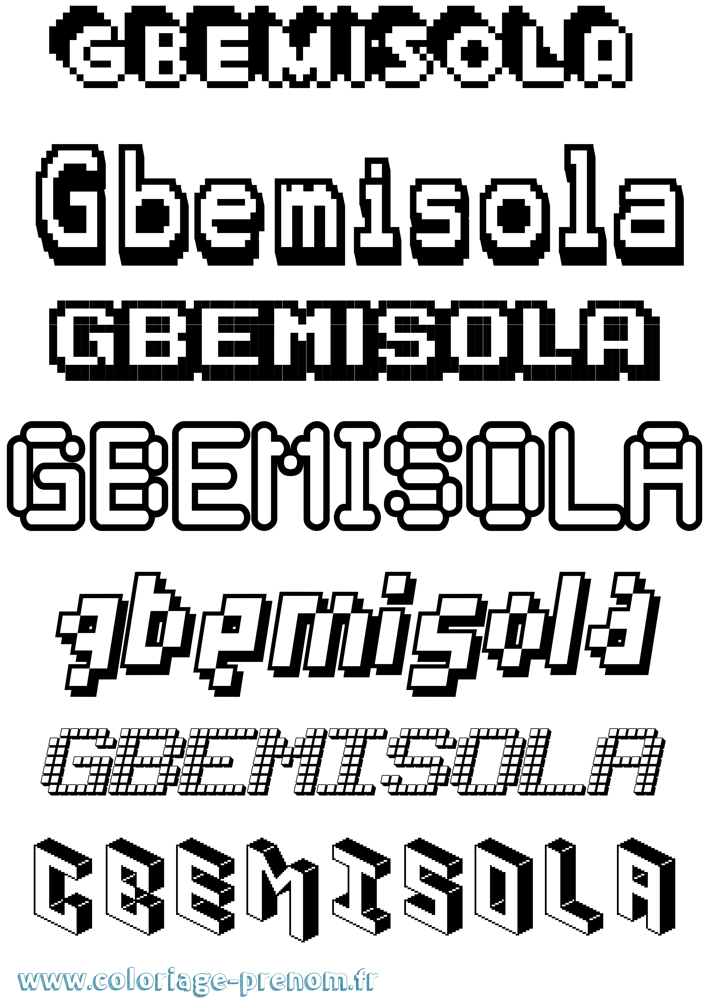 Coloriage Gbemisola Pixel Coloriage prénom Gbemisola Pixel