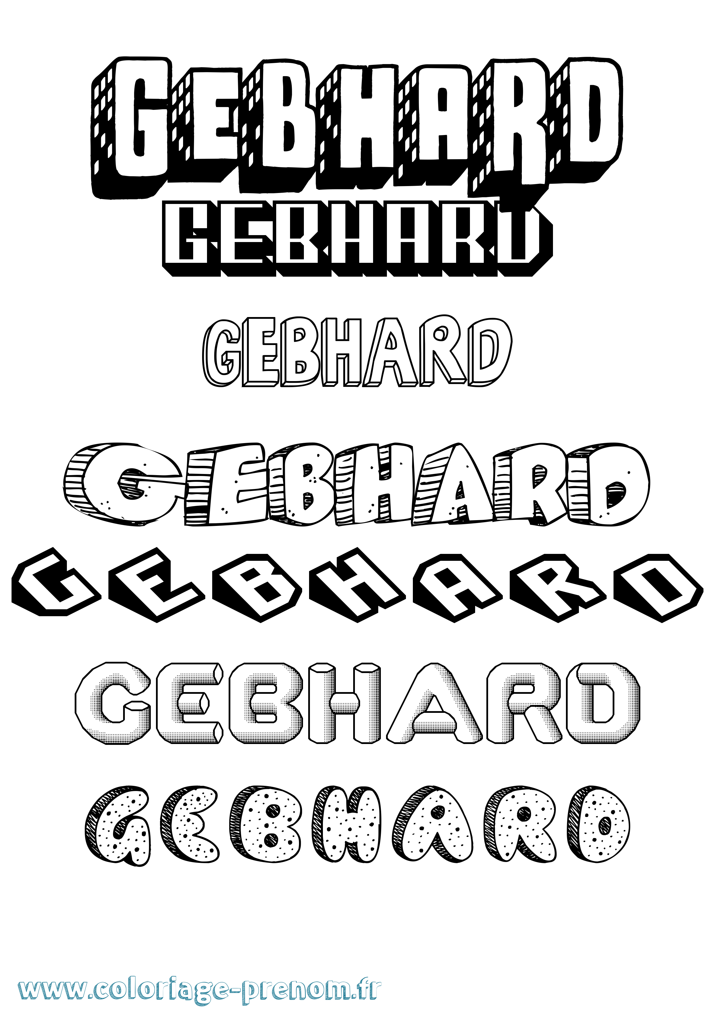 Coloriage Gebhard Effet 3D Coloriage prénom Gebhard Effet 3D