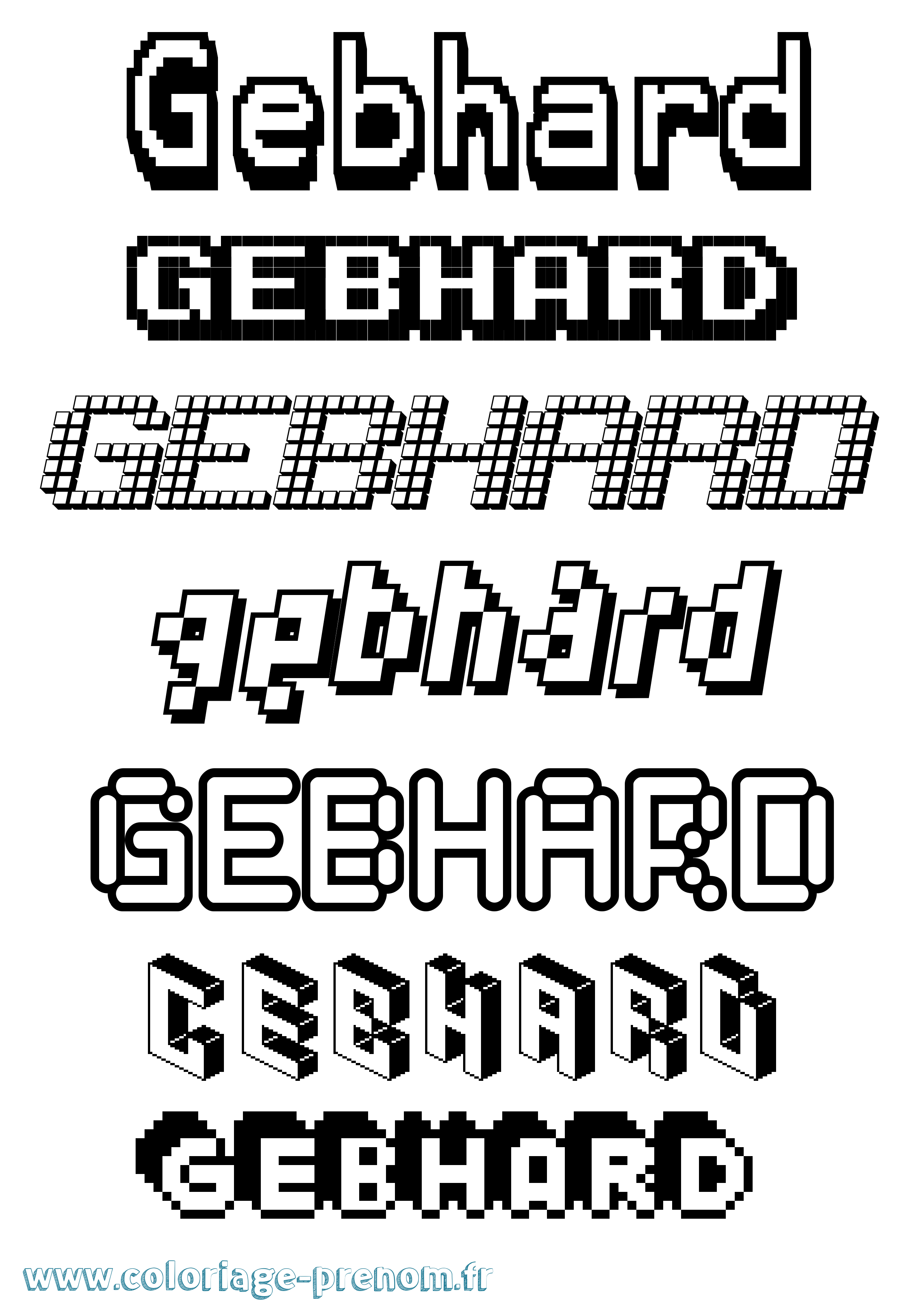 Coloriage Gebhard Pixel Coloriage prénom Gebhard Pixel