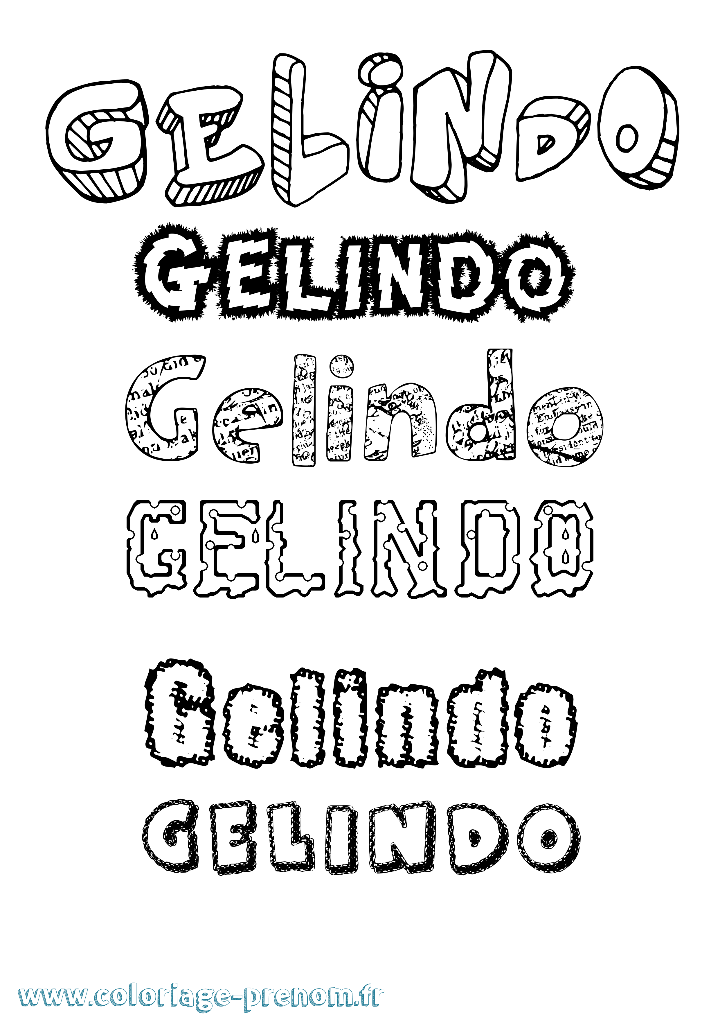 Coloriage Gelindo Destructuré Coloriage prénom Gelindo Destructuré