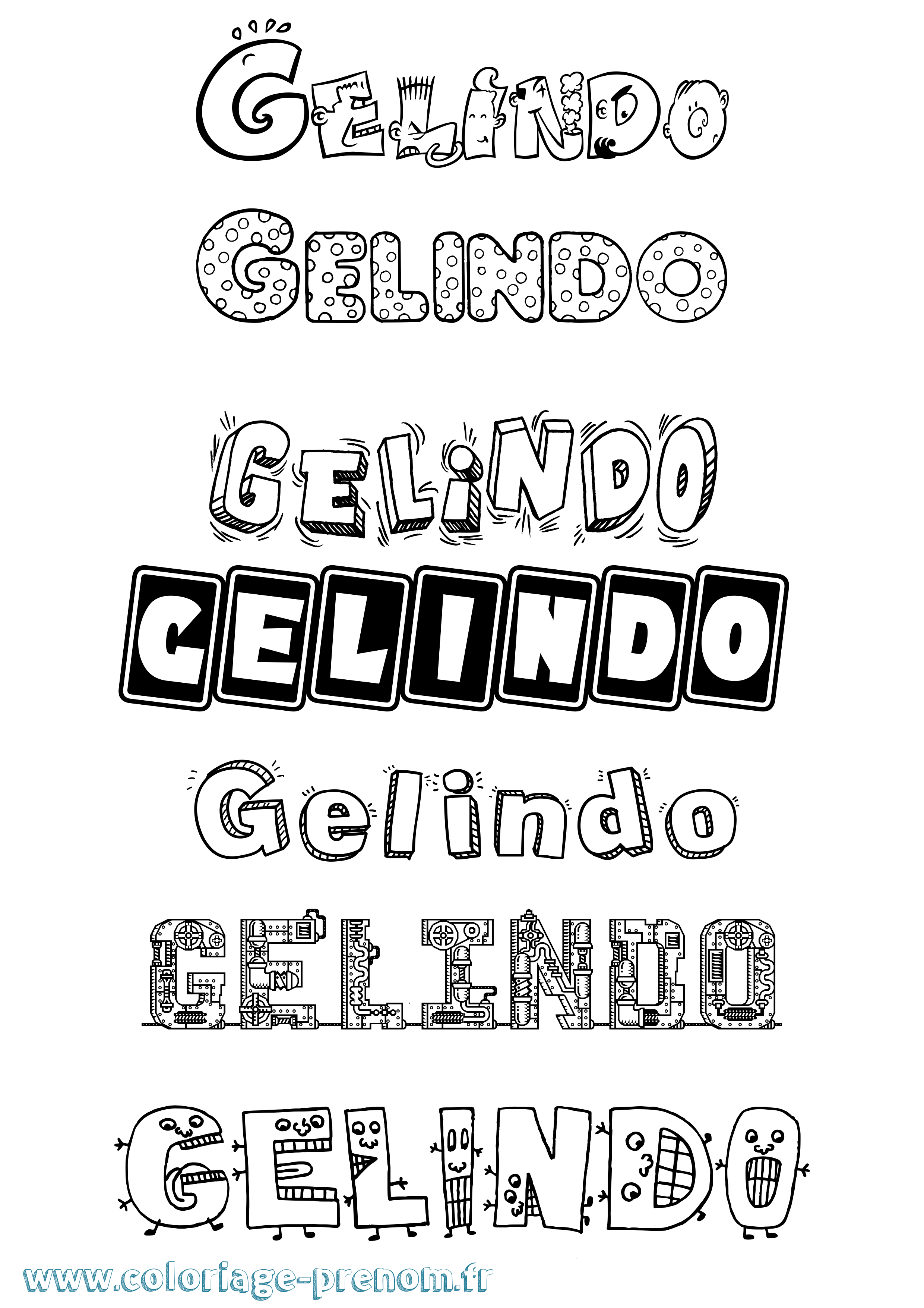 Coloriage Gelindo Fun Coloriage prénom Gelindo Fun