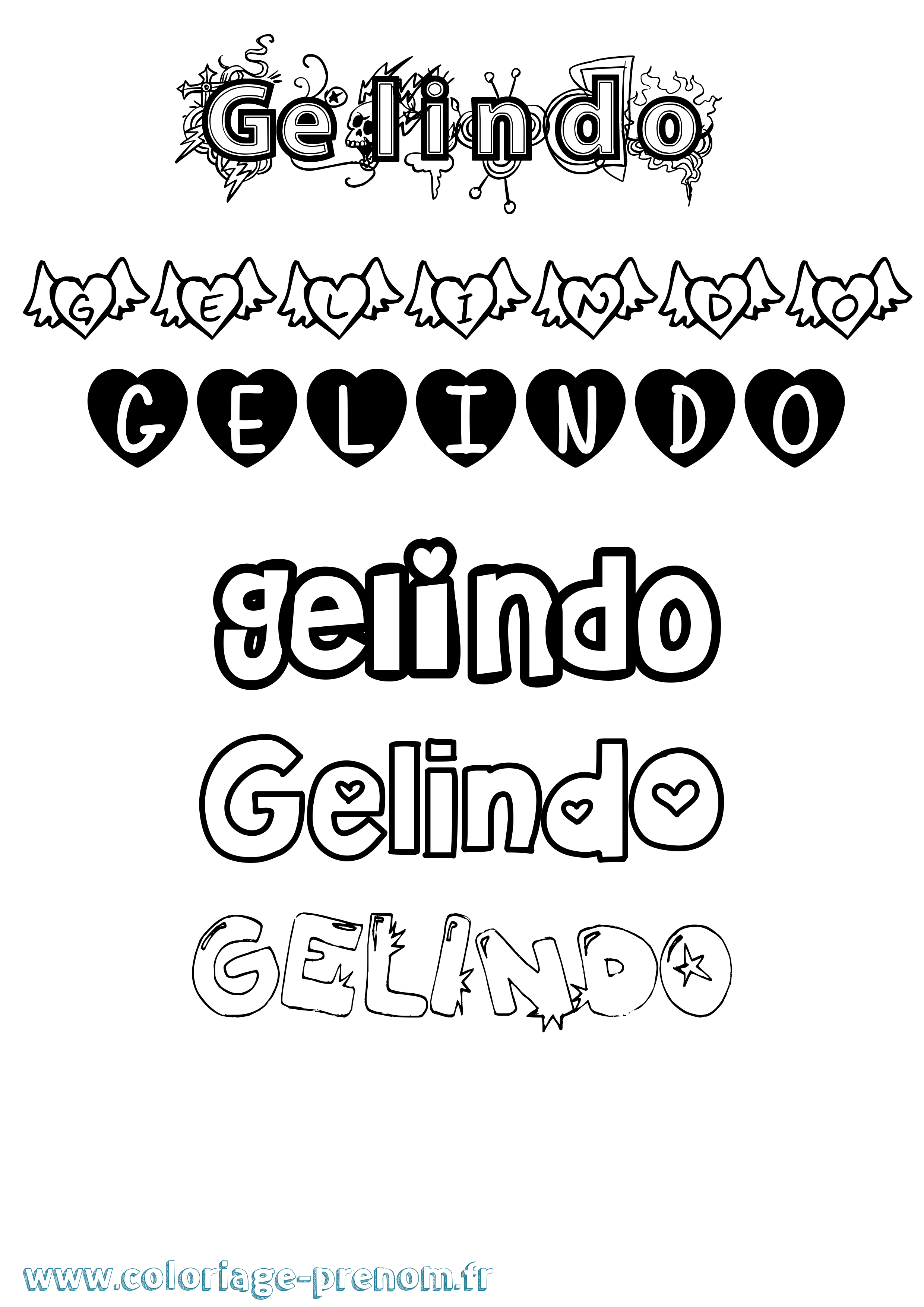 Coloriage Gelindo Girly Coloriage prénom Gelindo Girly