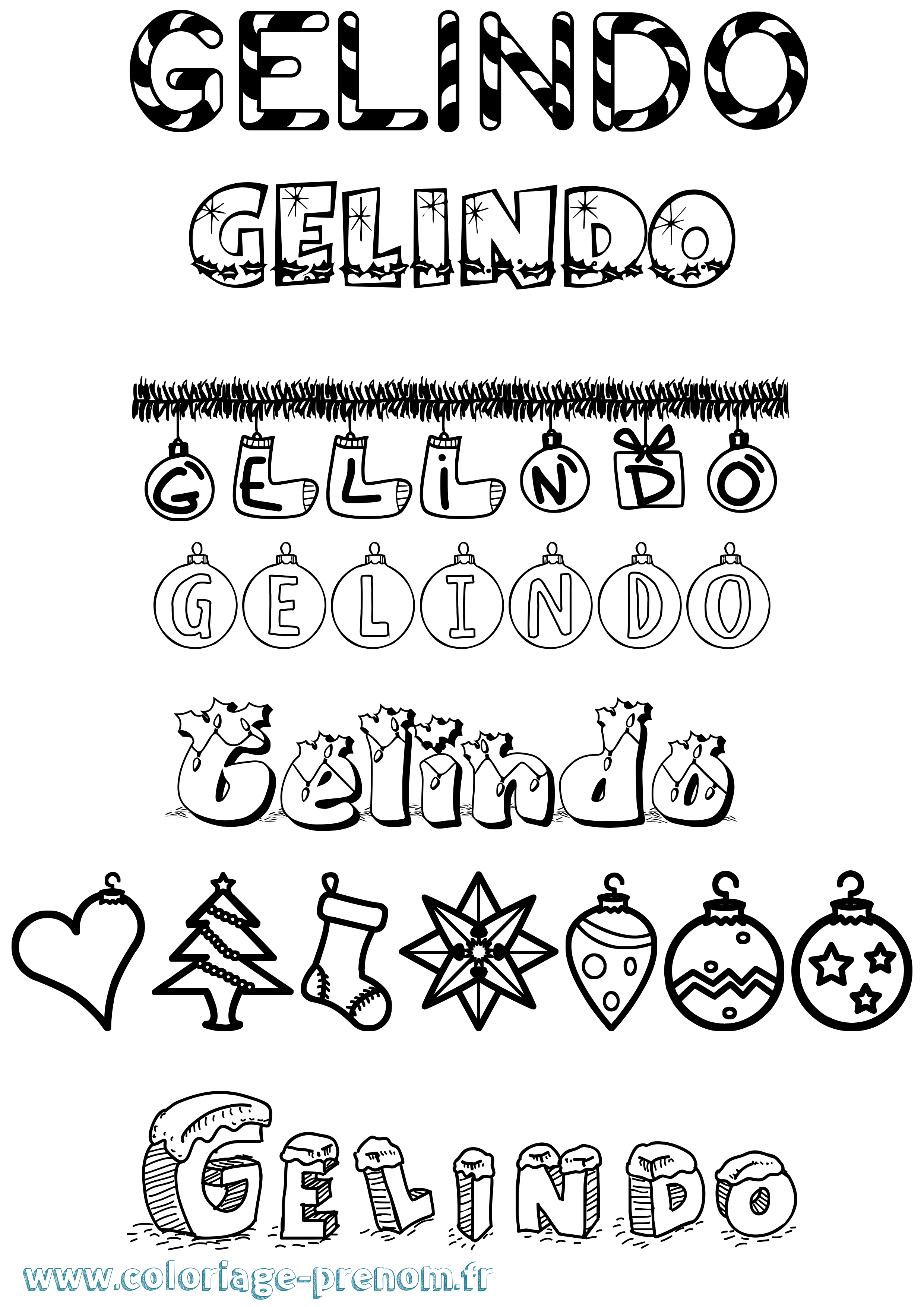 Coloriage Gelindo Noël Coloriage prénom Gelindo Noël