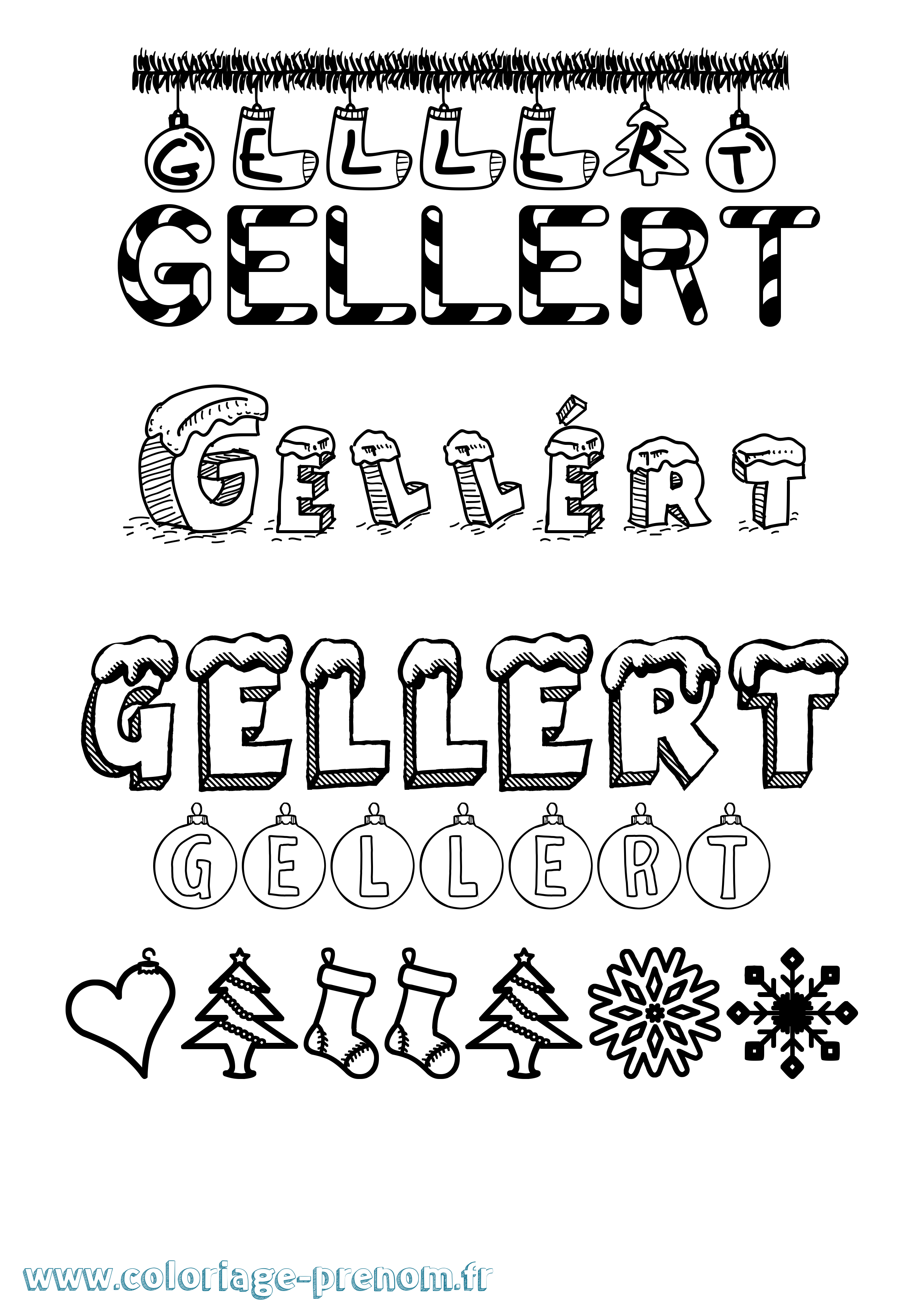 Coloriage Gellért Noël Coloriage prénom Gellért Noël