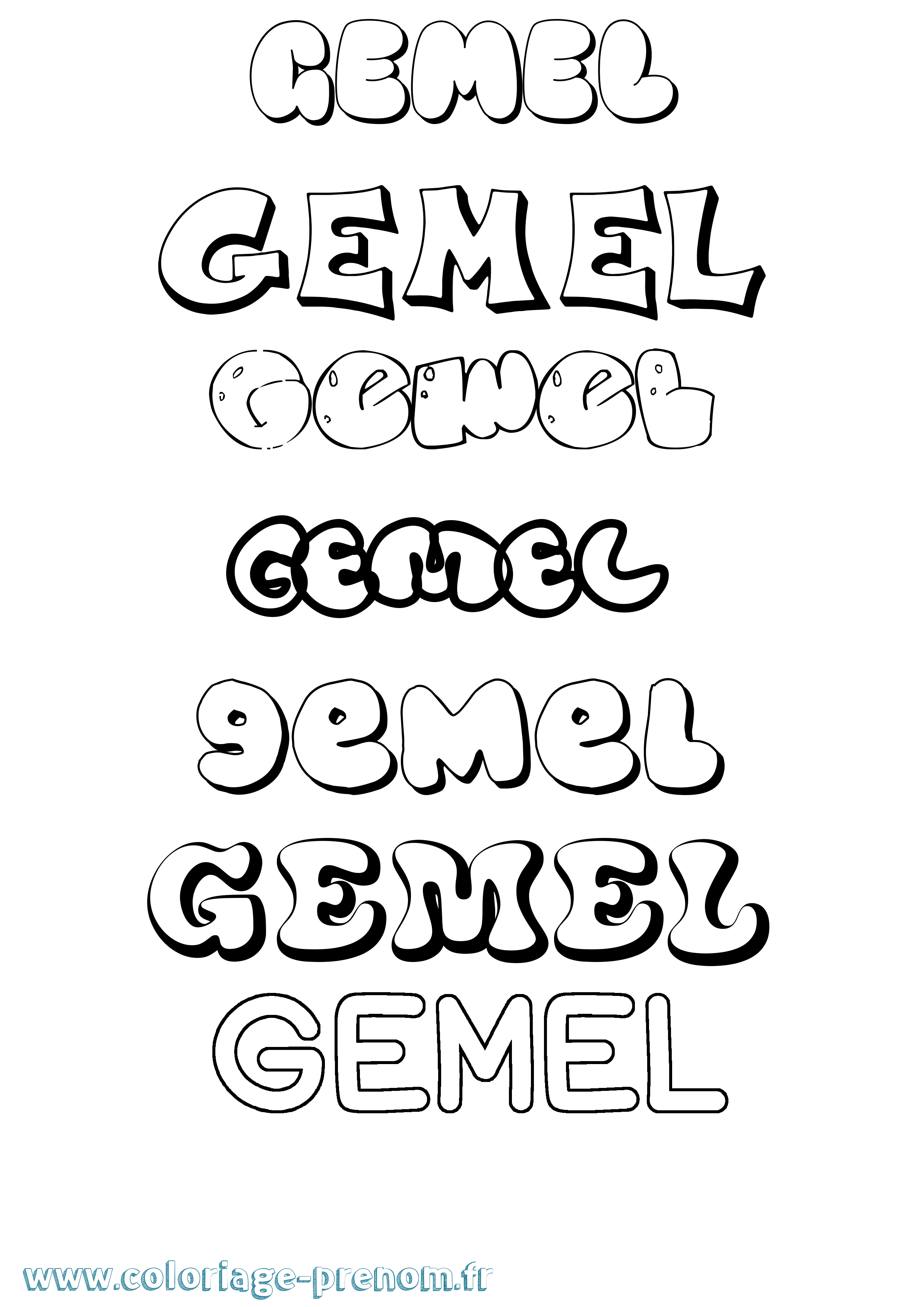Coloriage Gemel Bubble Coloriage prénom Gemel Bubble