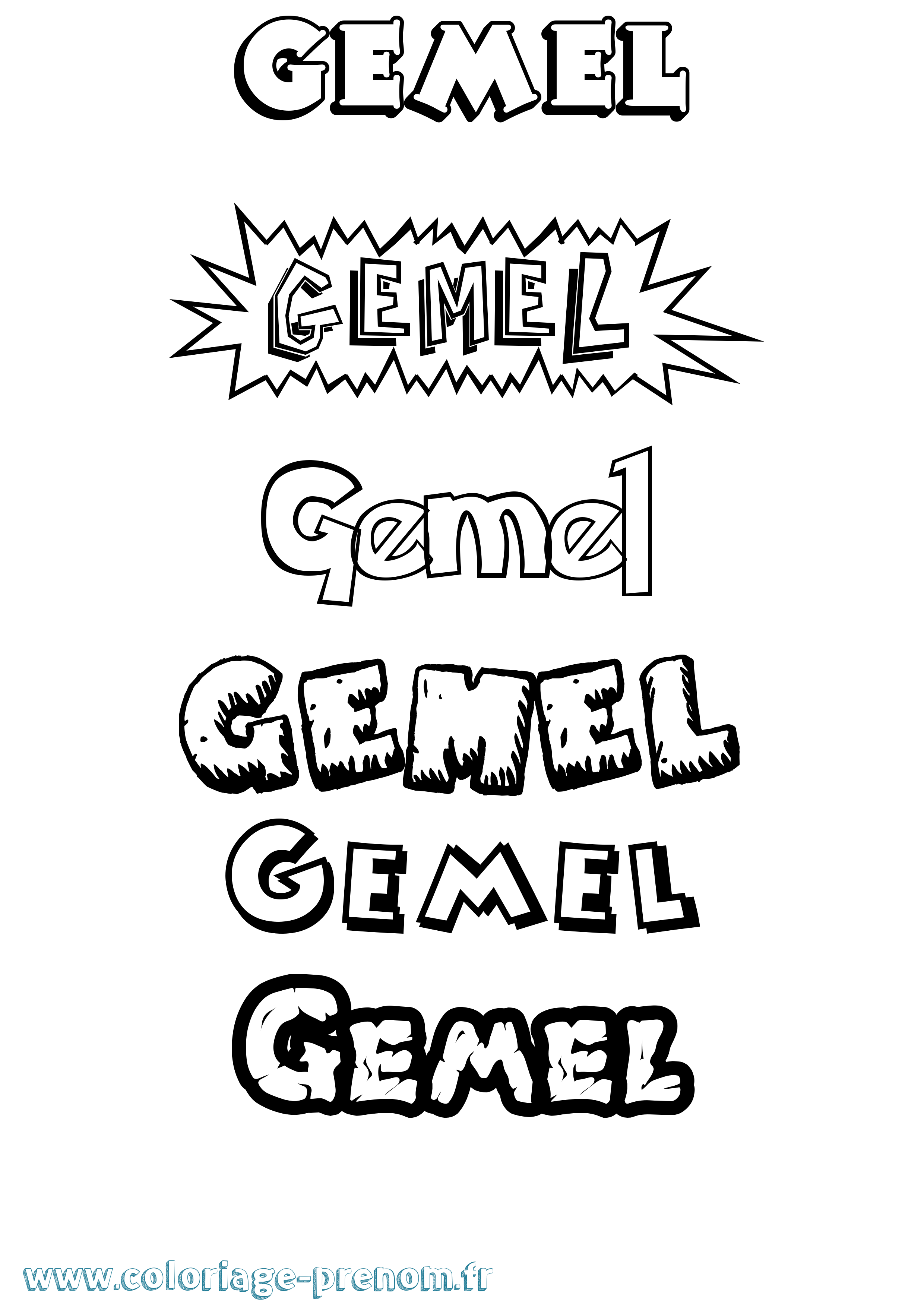 Coloriage Gemel Dessin Animé Coloriage prénom Gemel Dessin Animé