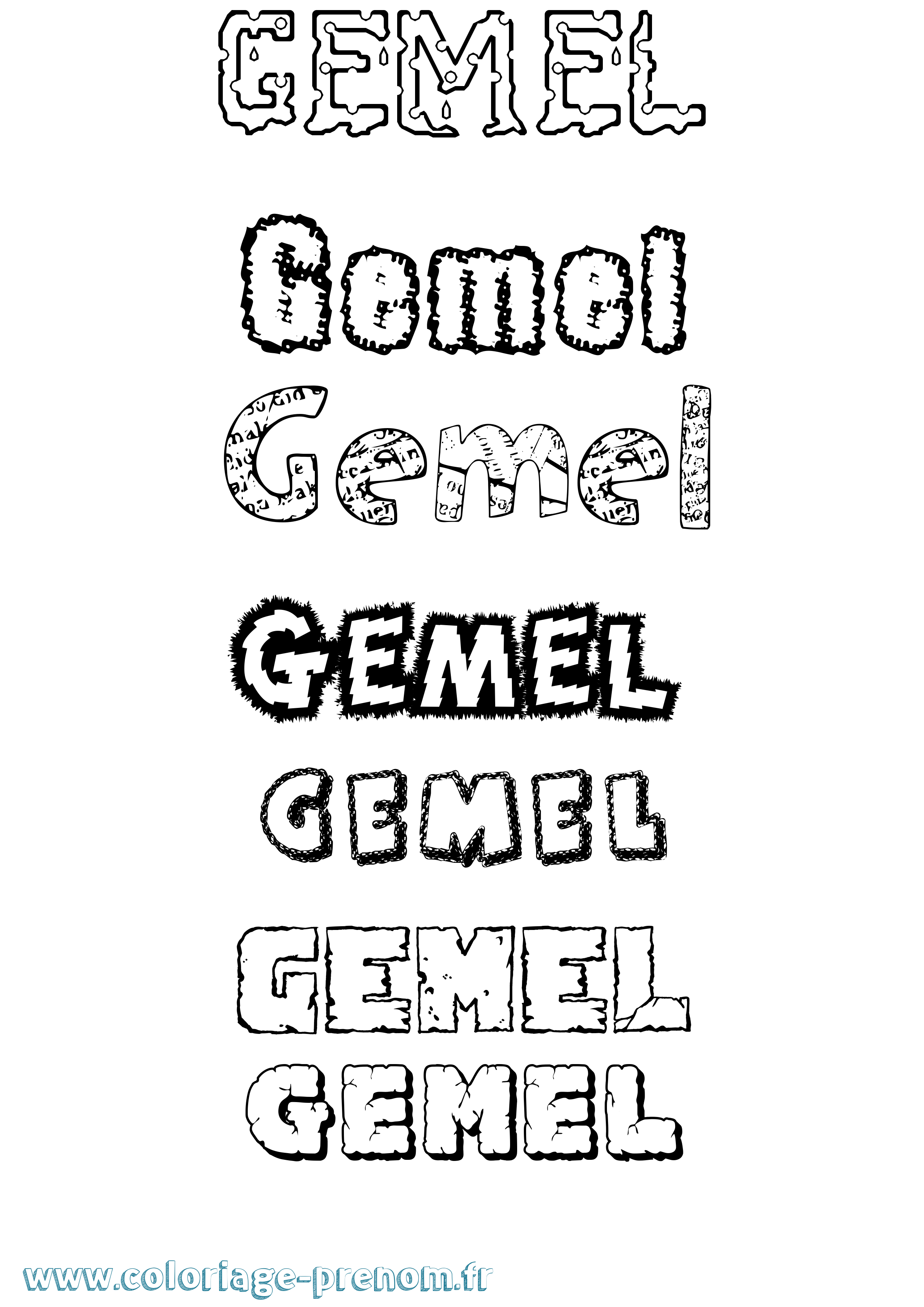 Coloriage Gemel Destructuré Coloriage prénom Gemel Destructuré