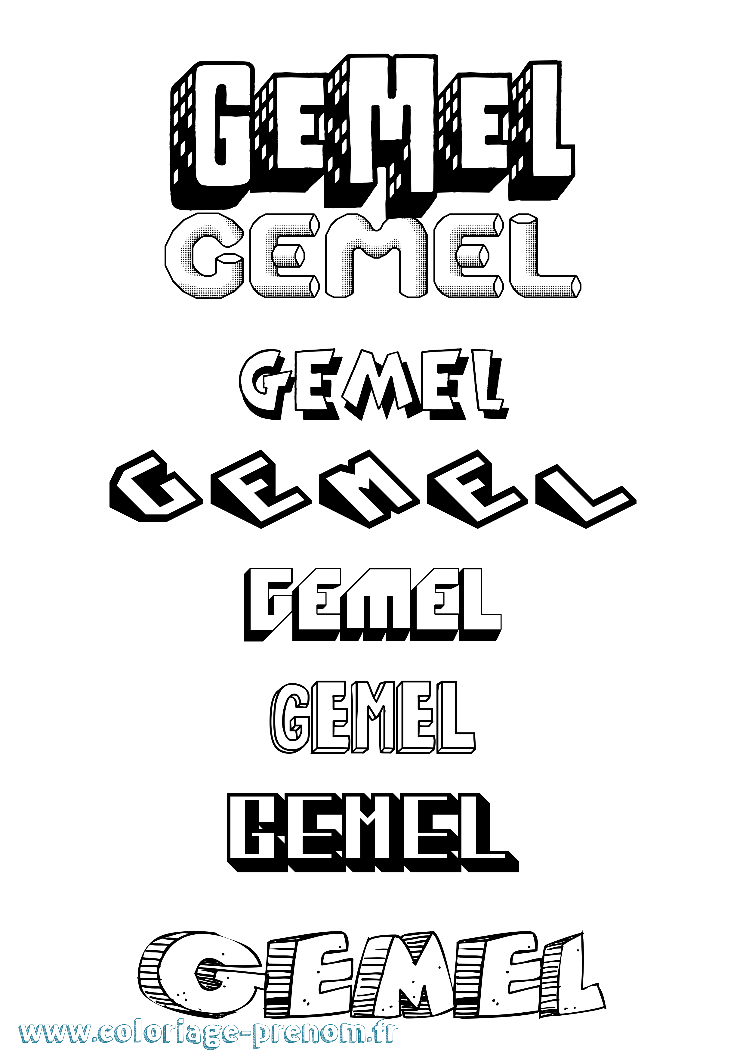 Coloriage Gemel Effet 3D Coloriage prénom Gemel Effet 3D