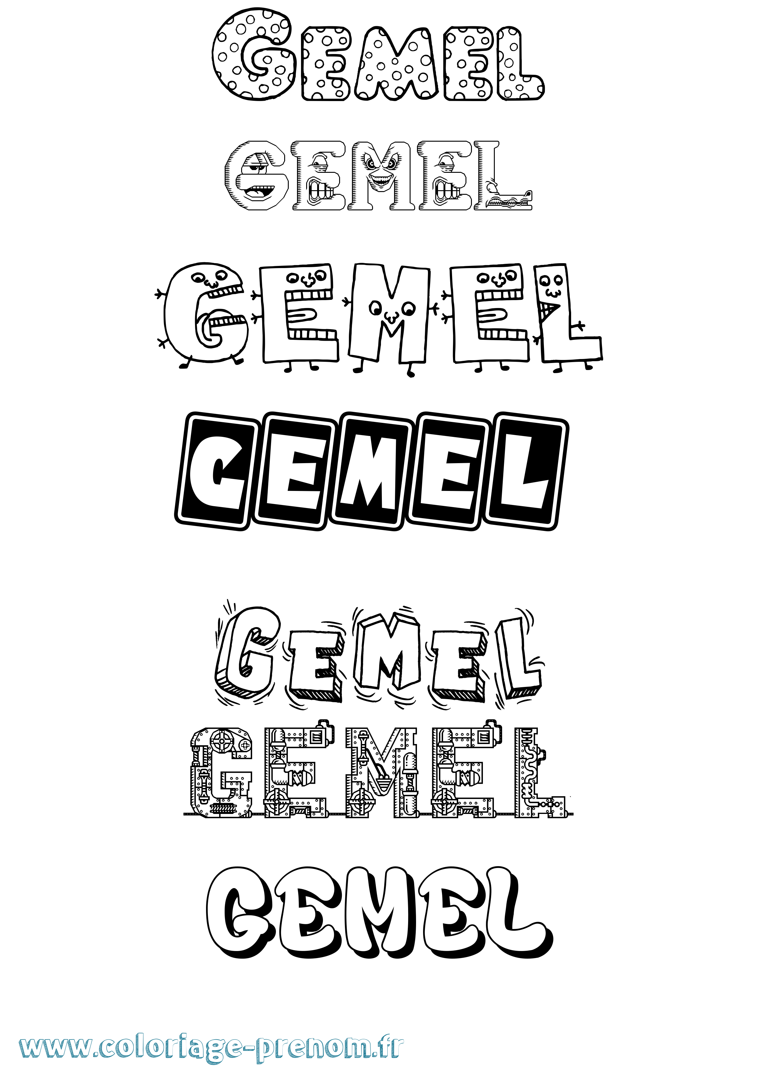 Coloriage Gemel Fun Coloriage prénom Gemel Fun