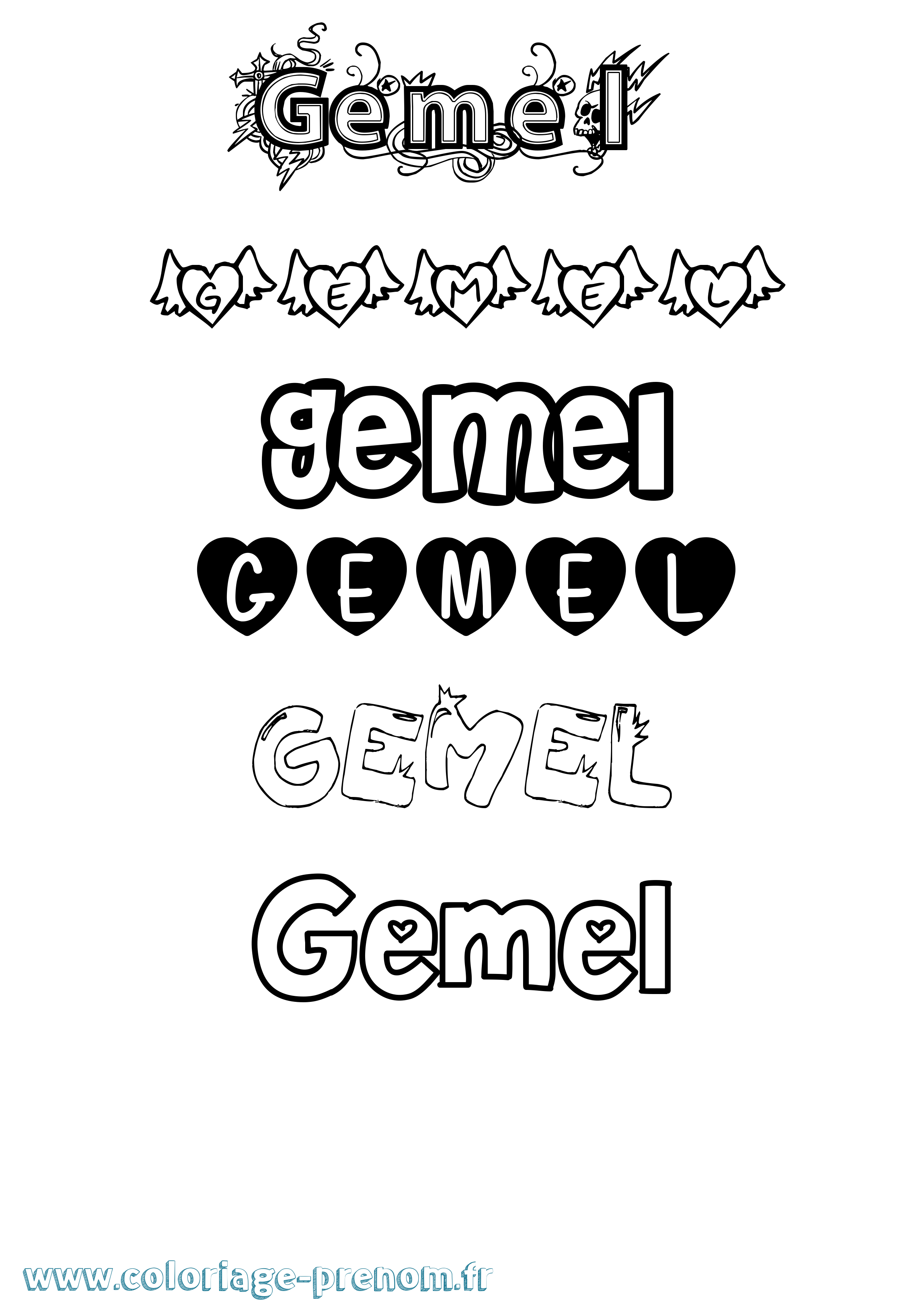 Coloriage Gemel Girly Coloriage prénom Gemel Girly