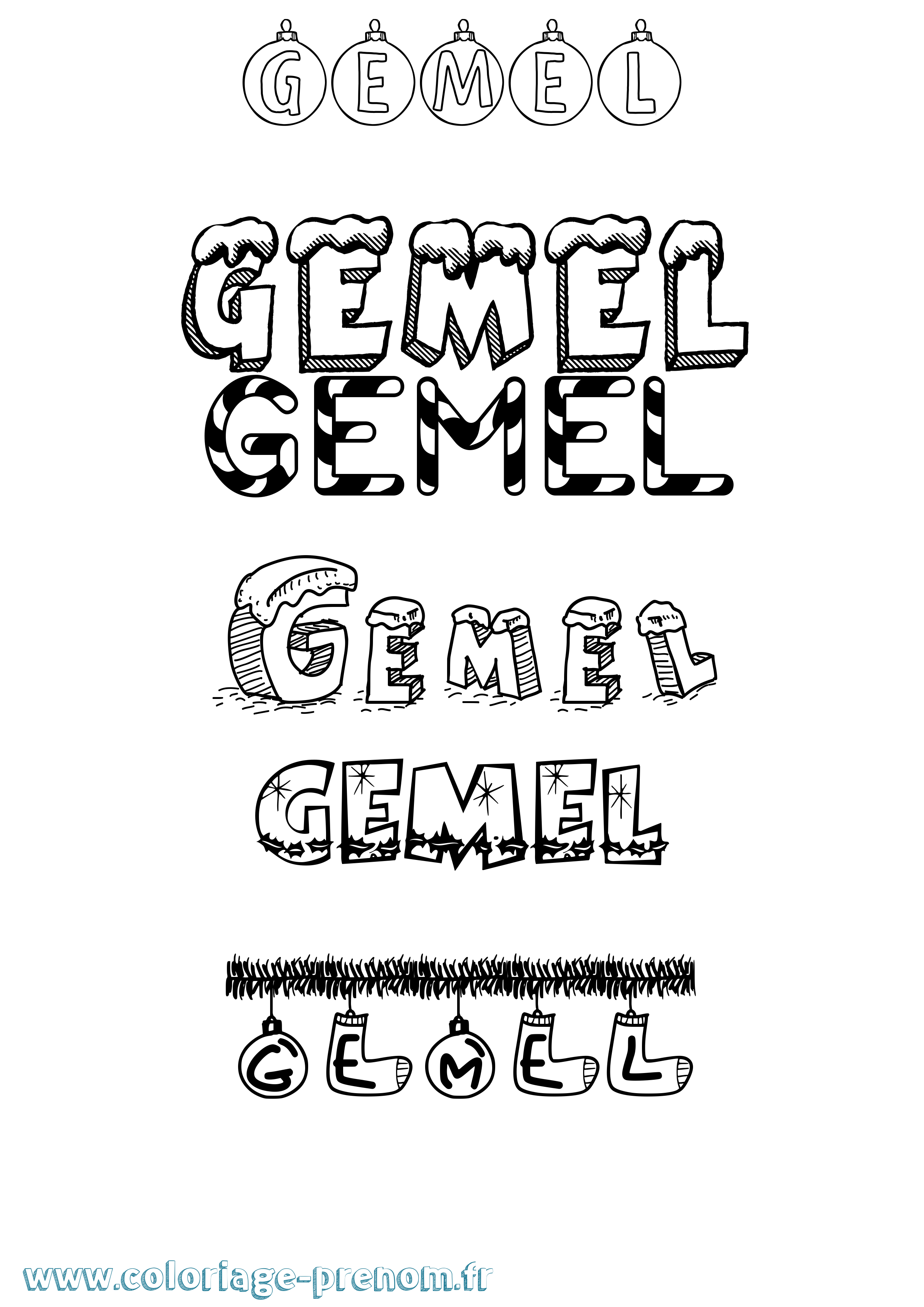 Coloriage Gemel Noël Coloriage prénom Gemel Noël