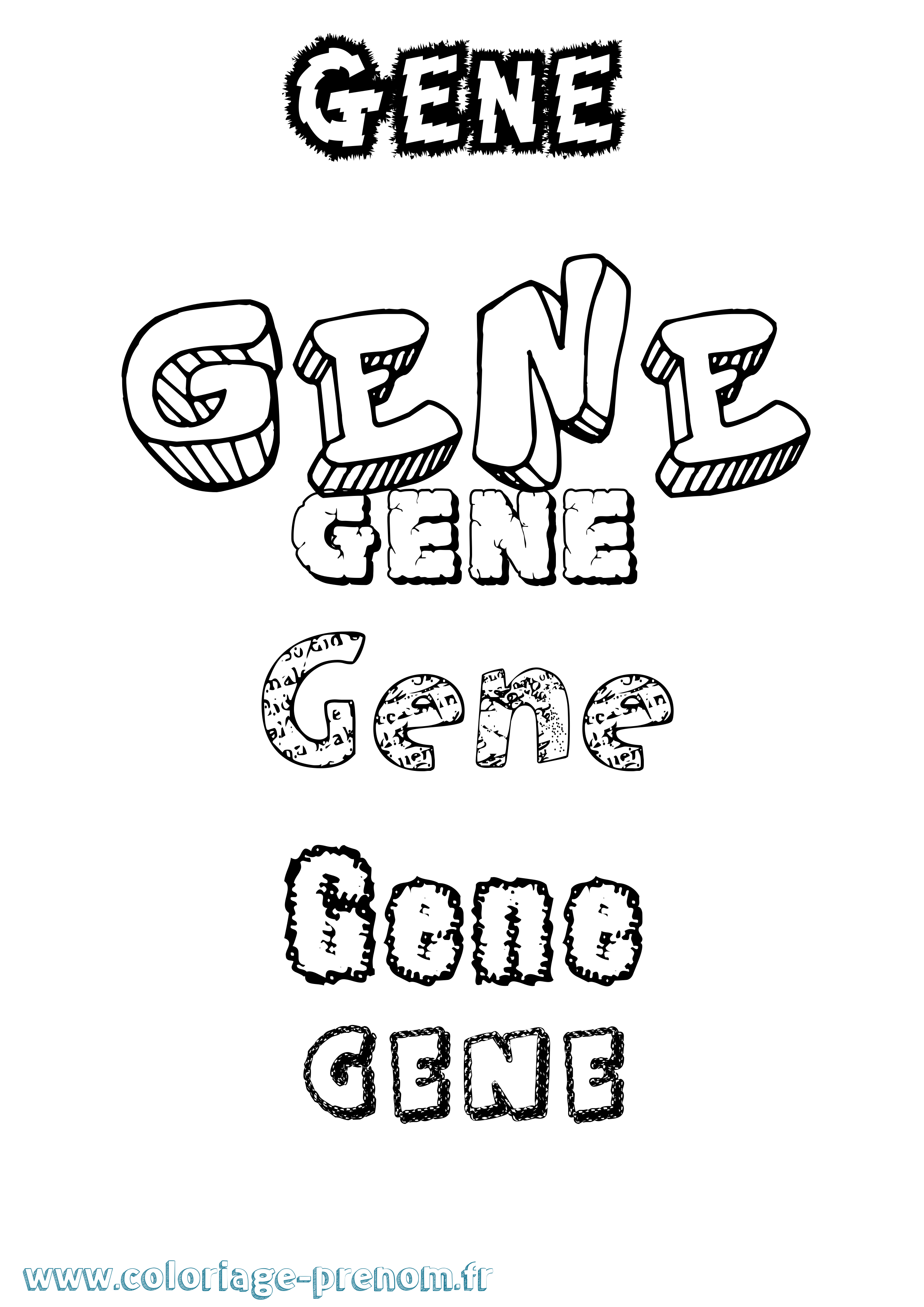 Coloriage Gene Destructuré Coloriage prénom Gene Destructuré