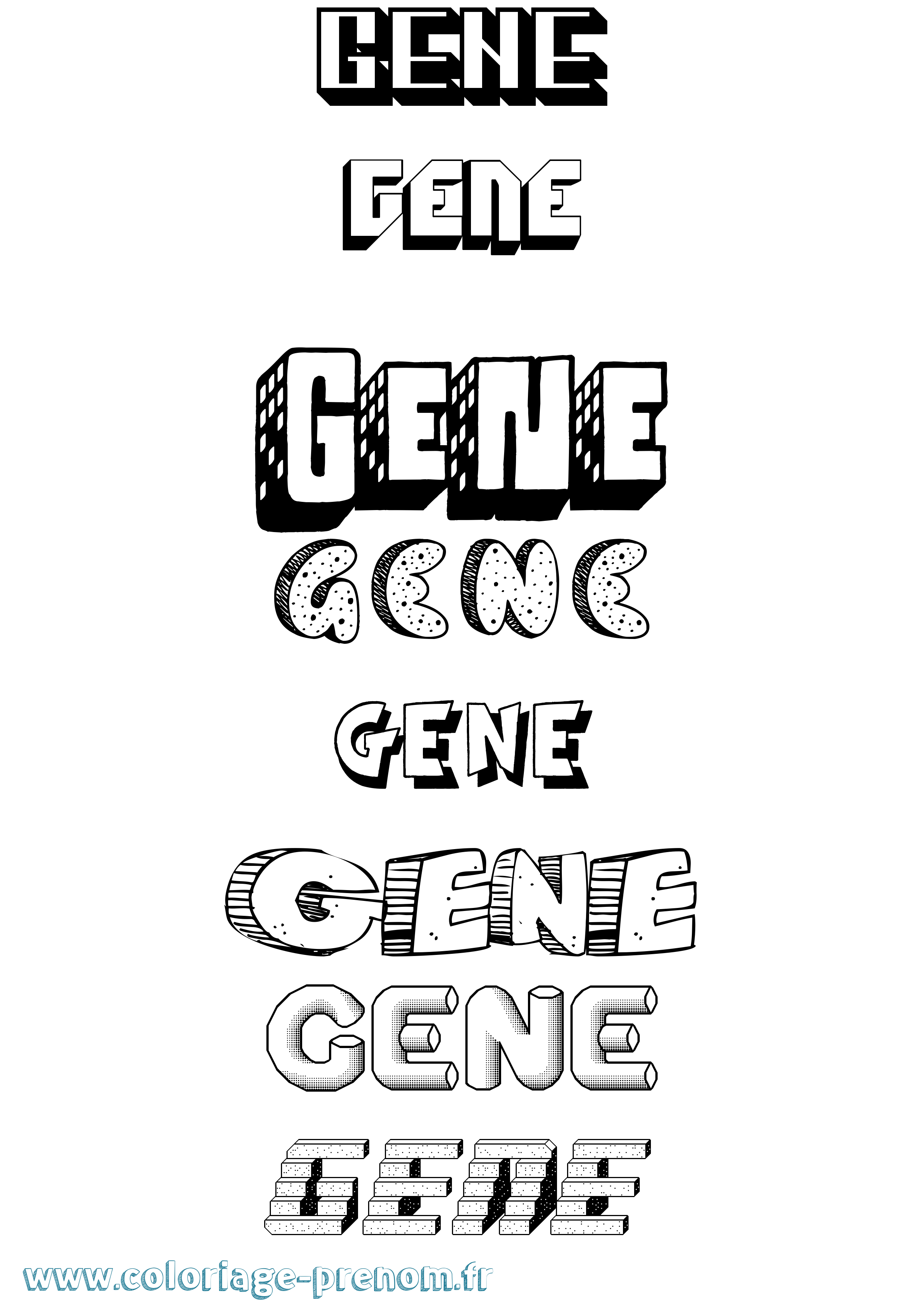 Coloriage Gene Effet 3D Coloriage prénom Gene Effet 3D
