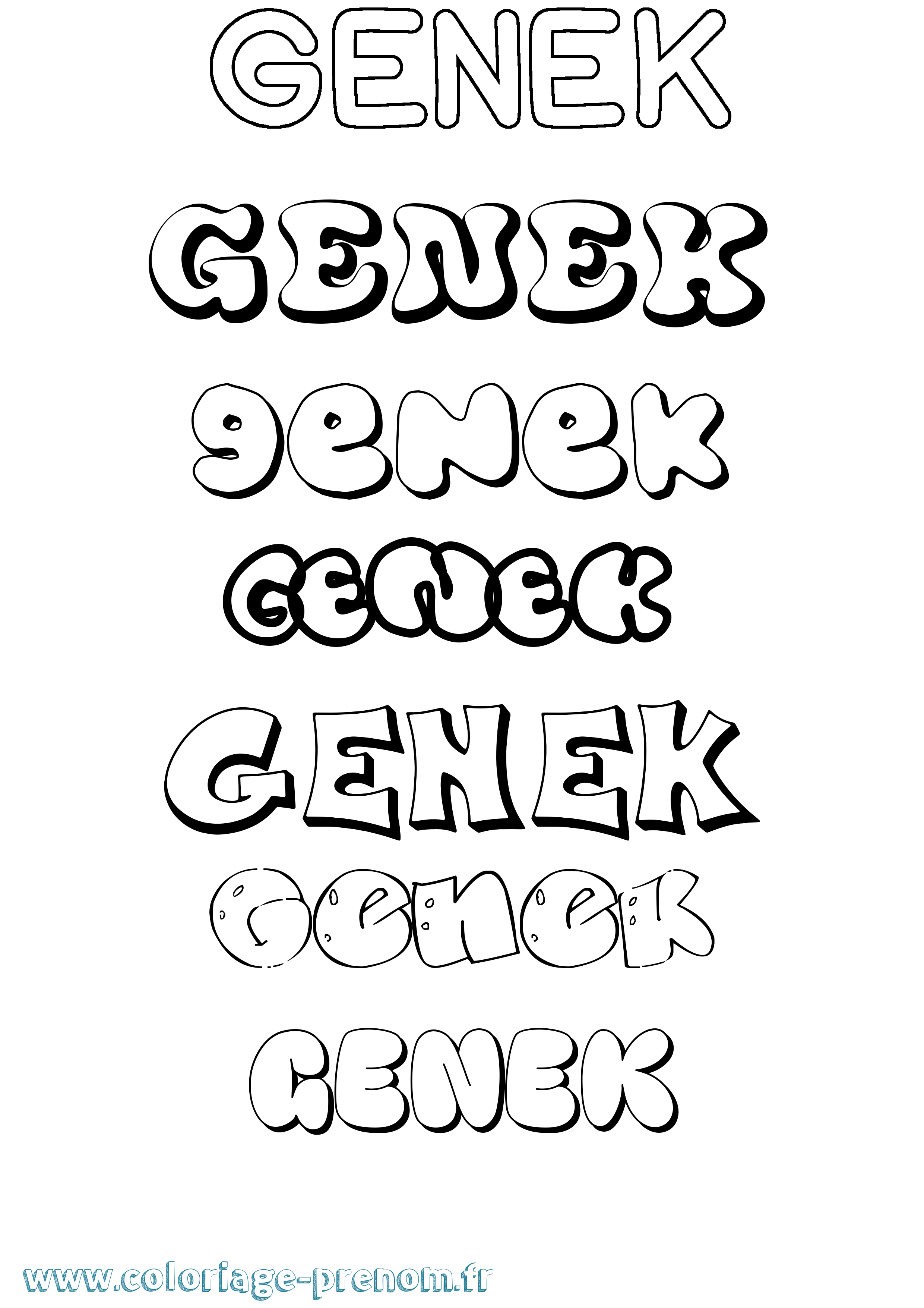 Coloriage Genek Bubble Coloriage prénom Genek Bubble