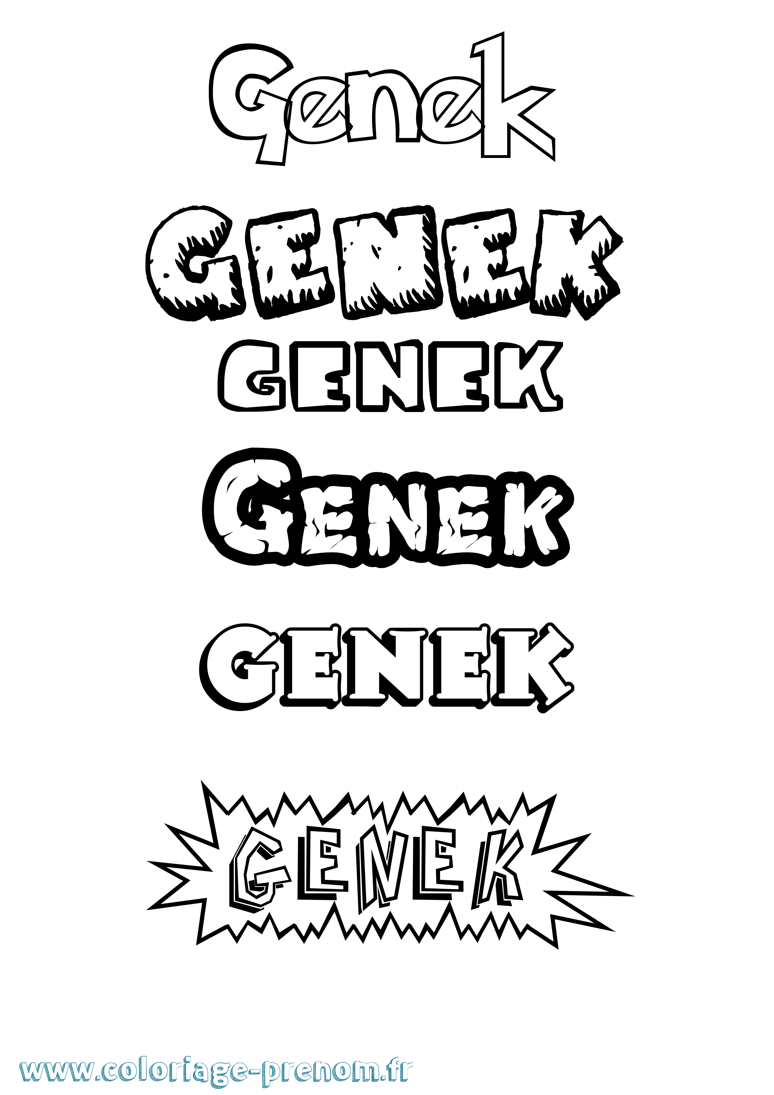 Coloriage Genek Dessin Animé Coloriage prénom Genek Dessin Animé