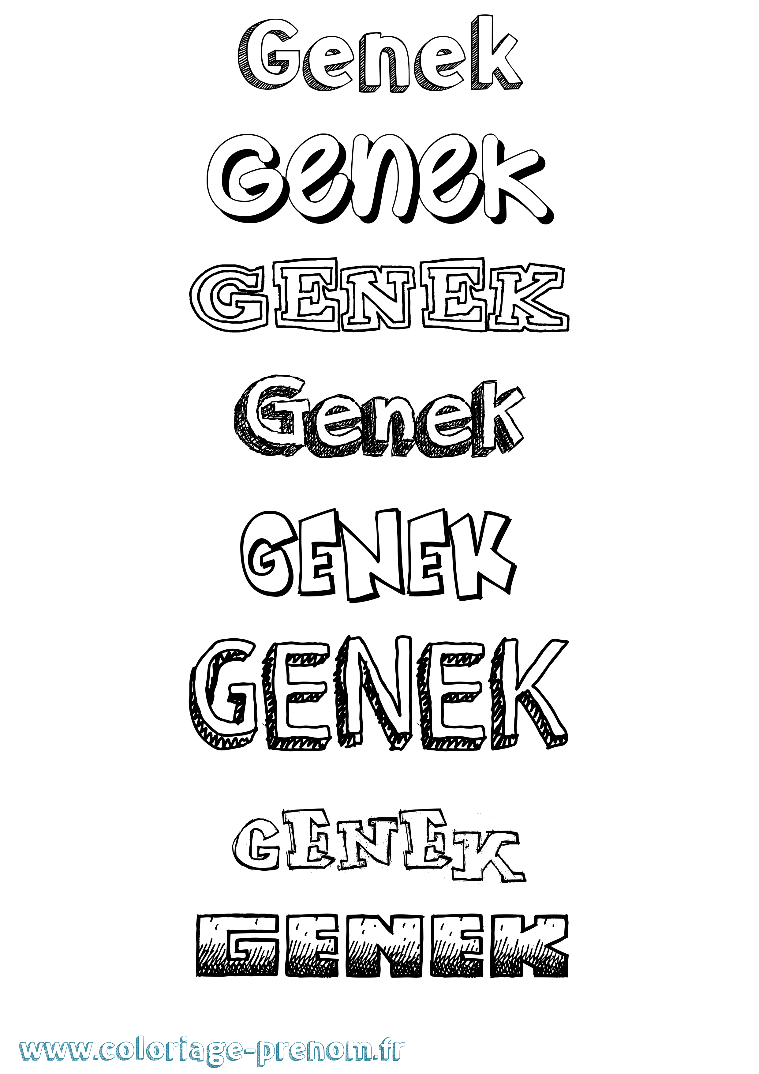 Coloriage Genek Dessiné Coloriage prénom Genek Dessiné