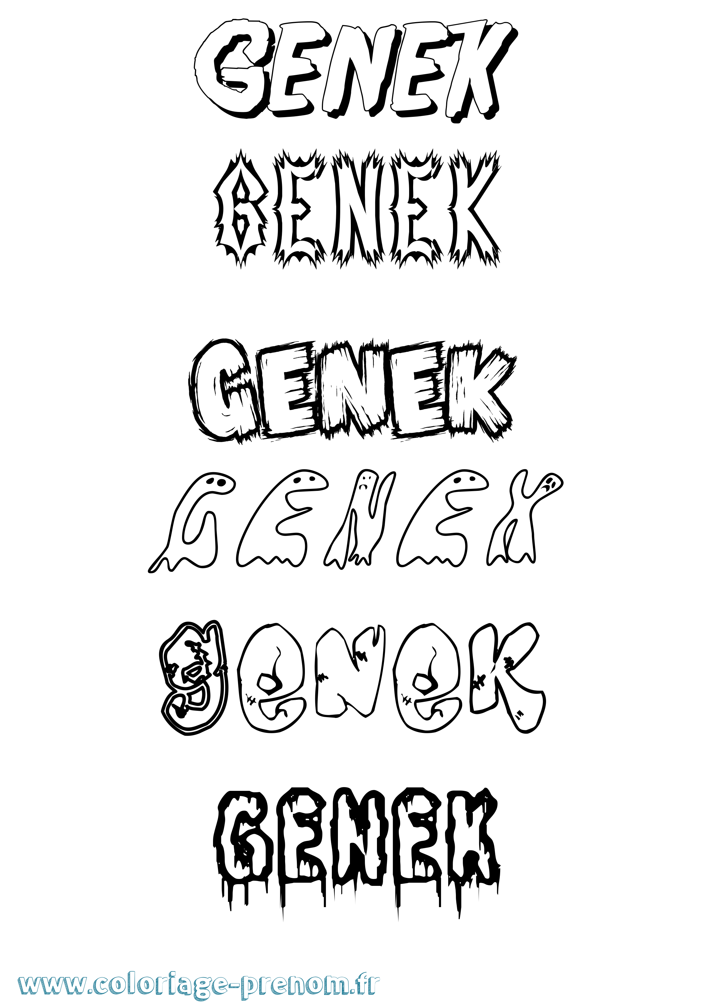 Coloriage Genek Frisson Coloriage prénom Genek Frisson
