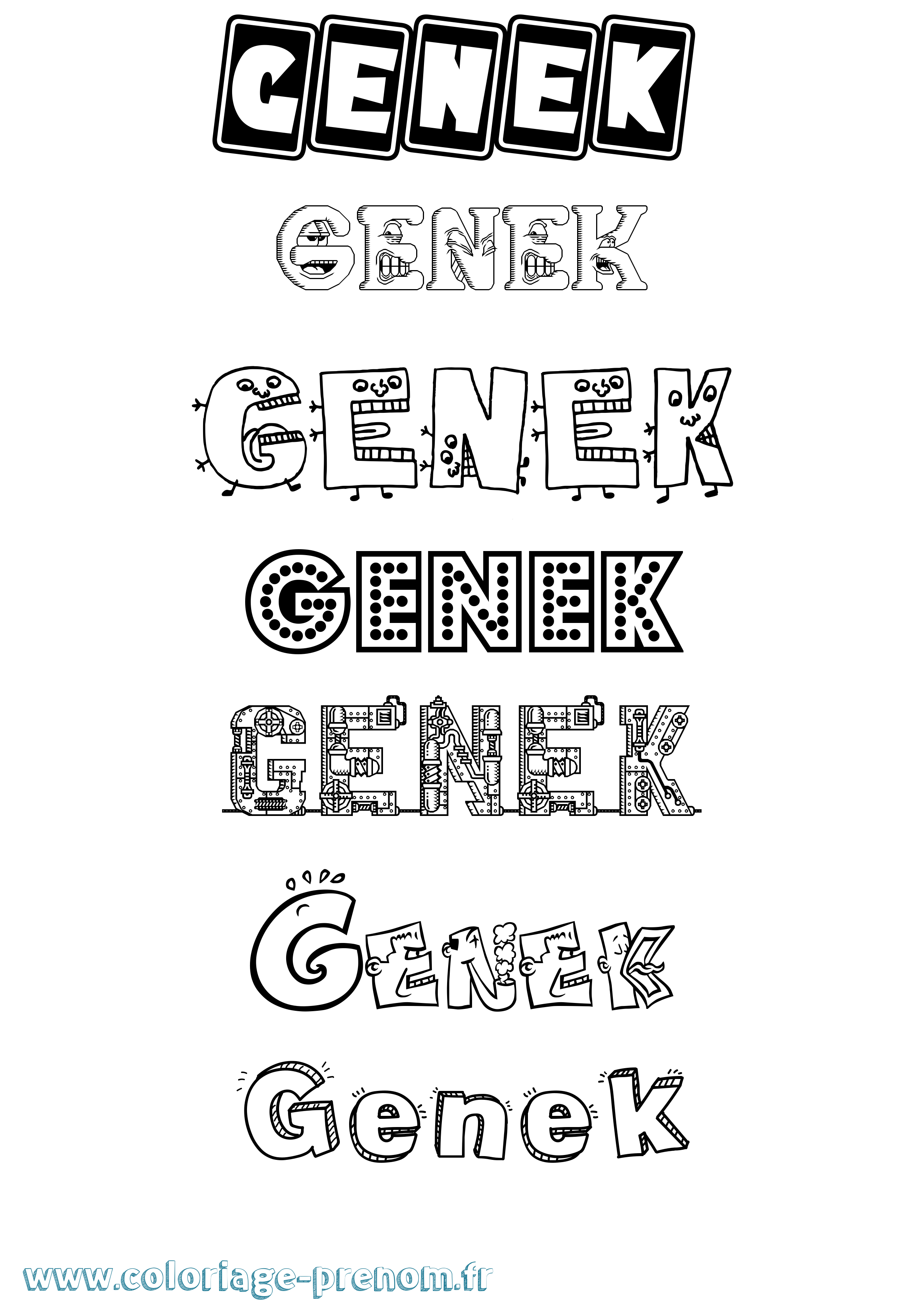 Coloriage Genek Fun Coloriage prénom Genek Fun