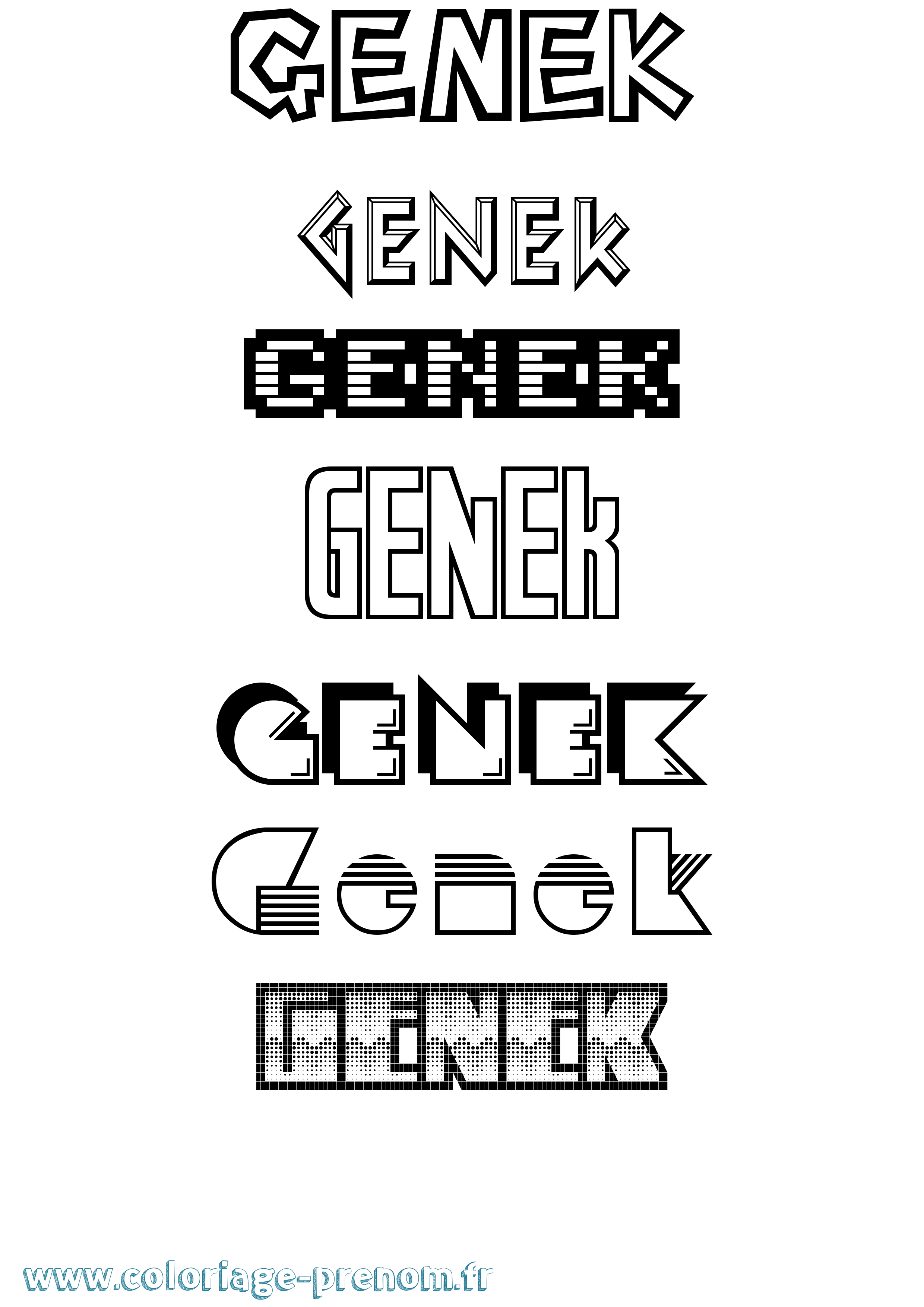Coloriage Genek Jeux Vidéos Coloriage prénom Genek Jeux Vidéos