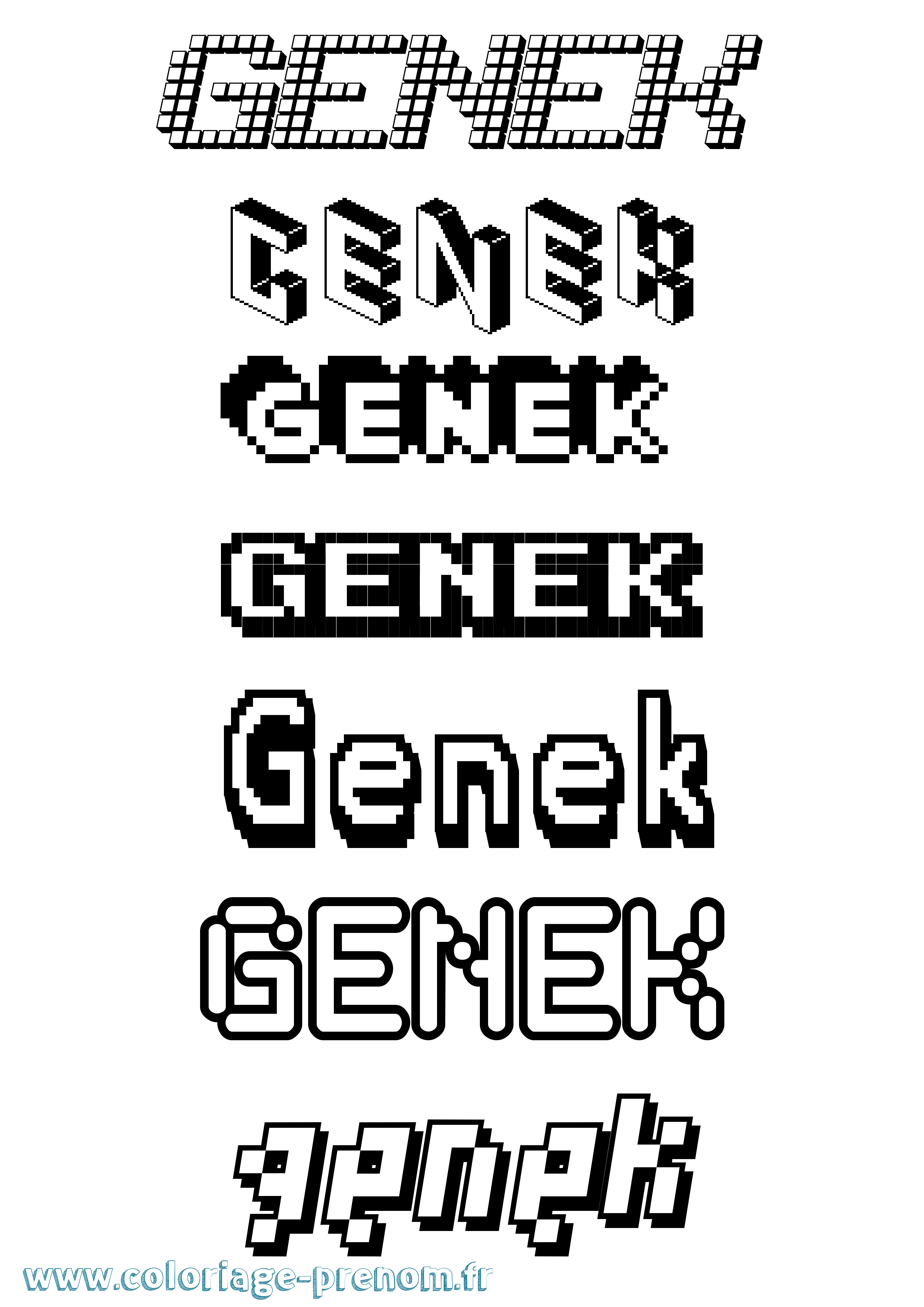 Coloriage Genek Pixel Coloriage prénom Genek Pixel