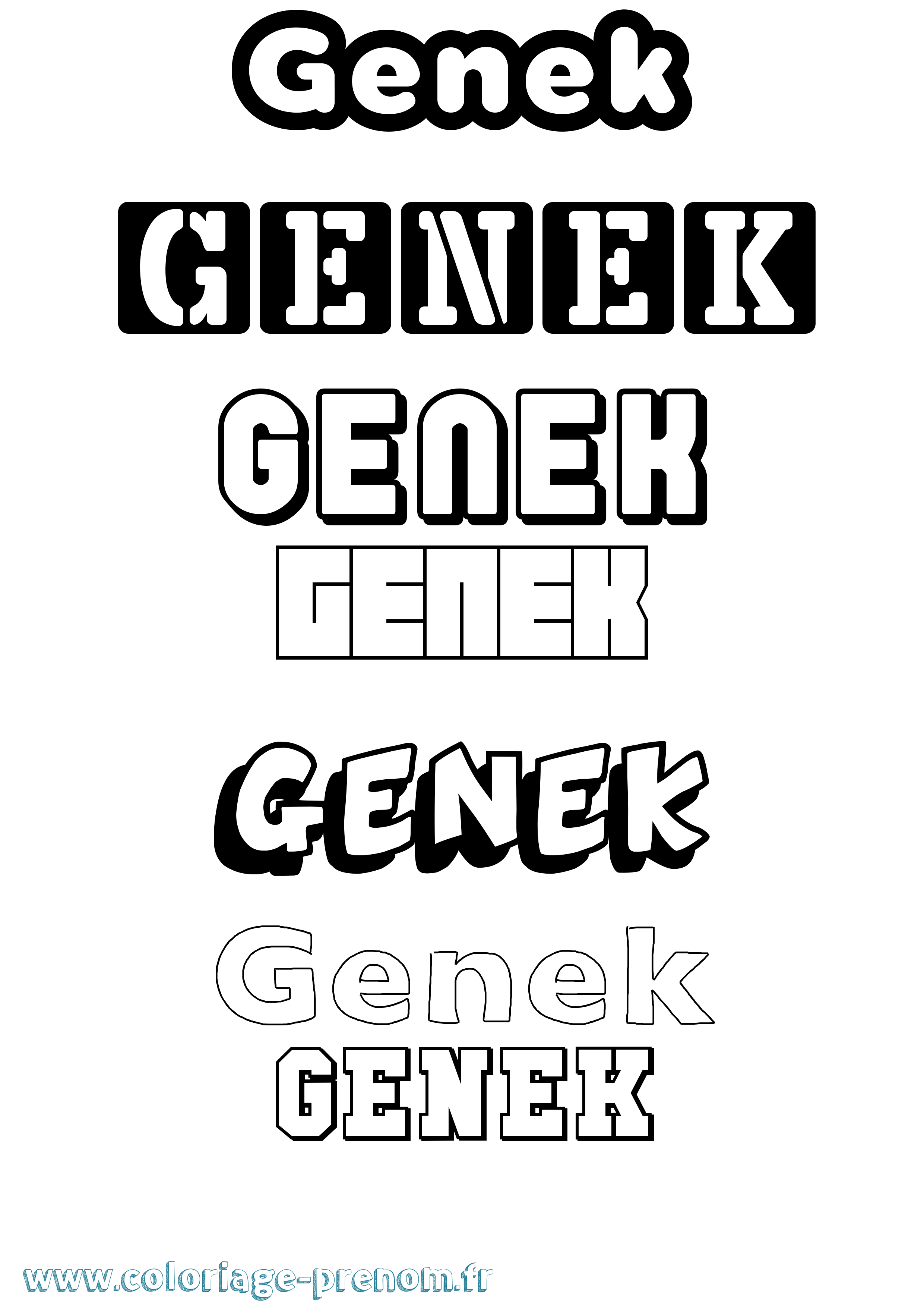 Coloriage Genek Simple Coloriage prénom Genek Simple