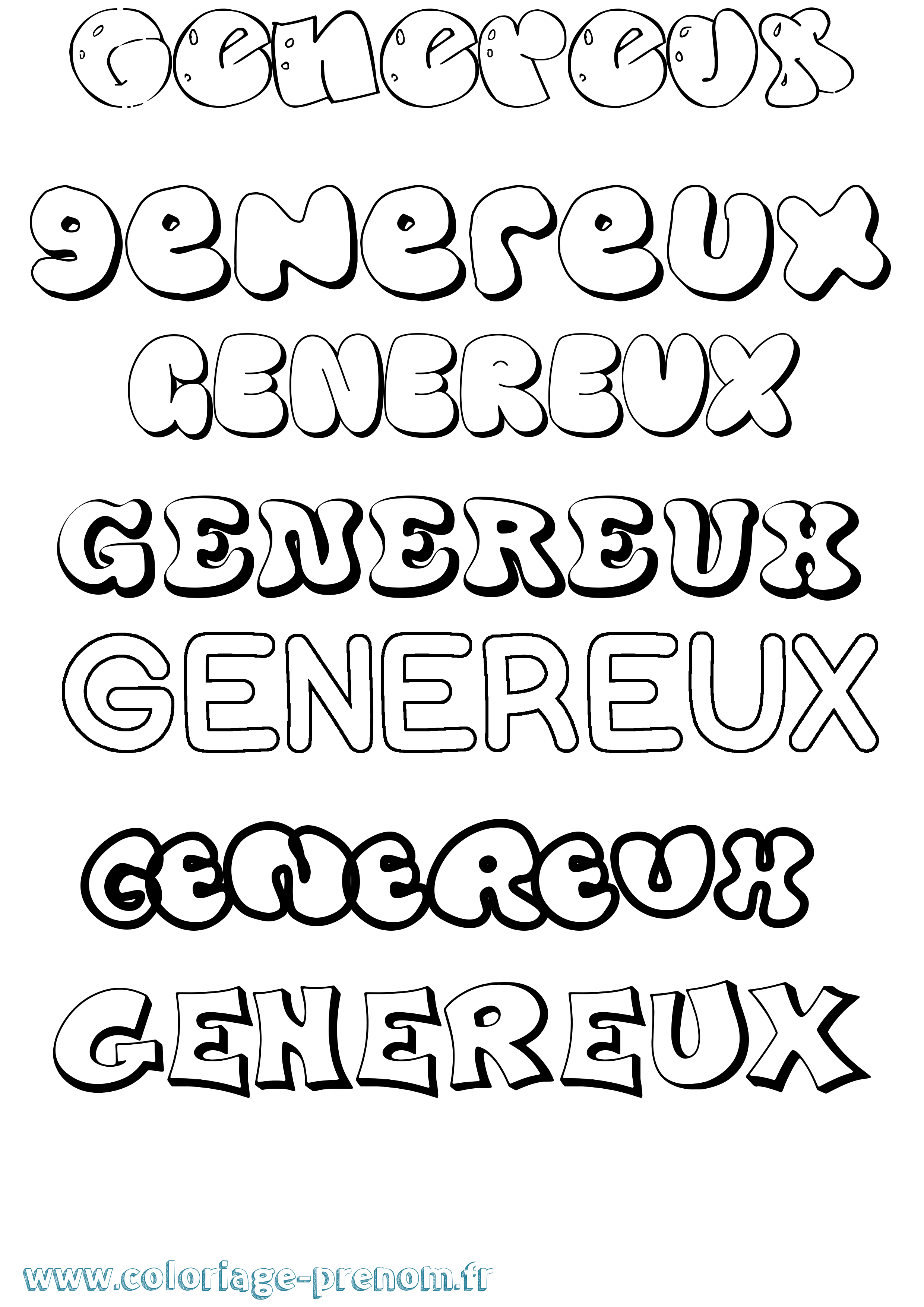 Coloriage Genereux Bubble Coloriage prénom Genereux Bubble