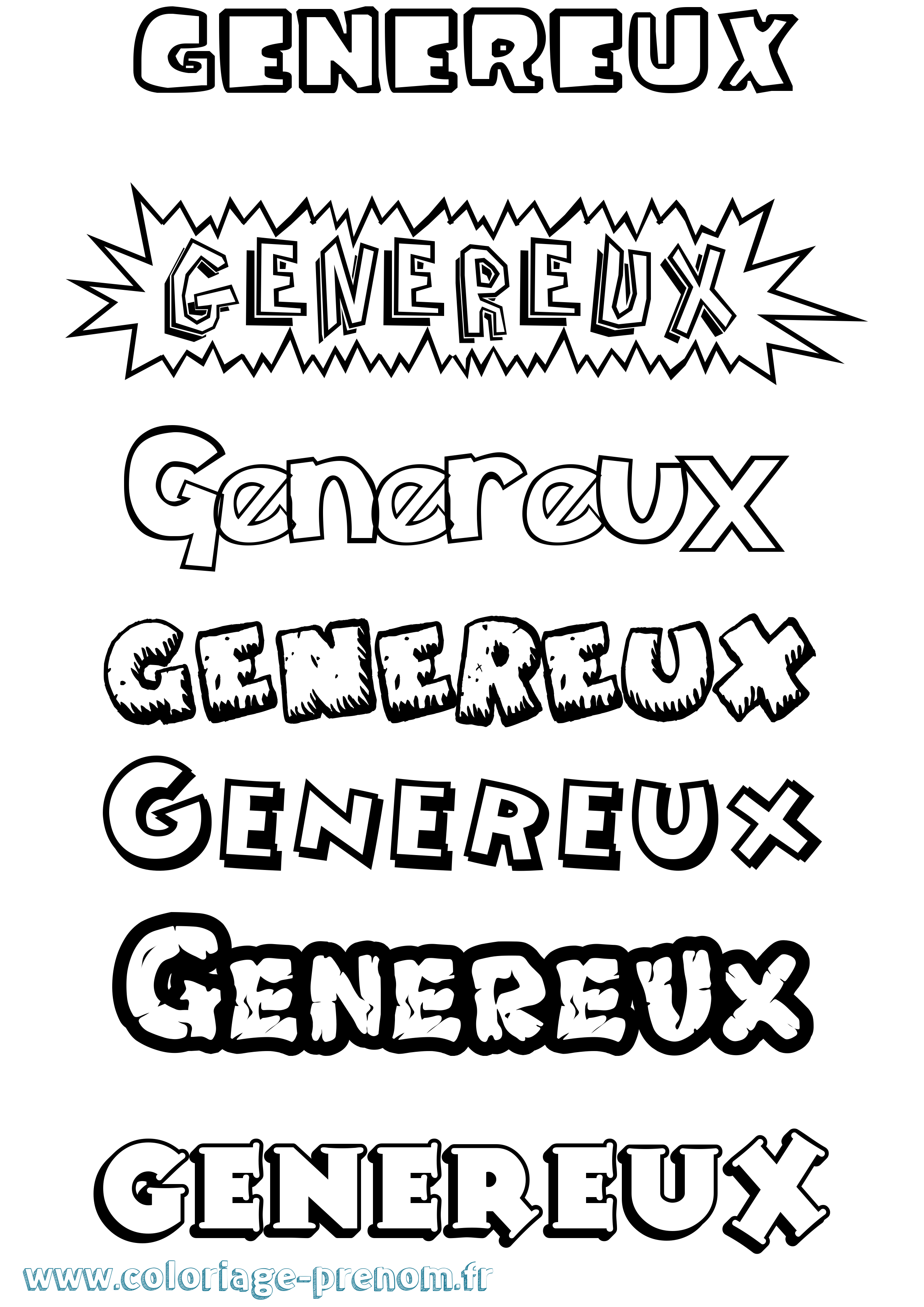 Coloriage Genereux Dessin Animé Coloriage prénom Genereux Dessin Animé