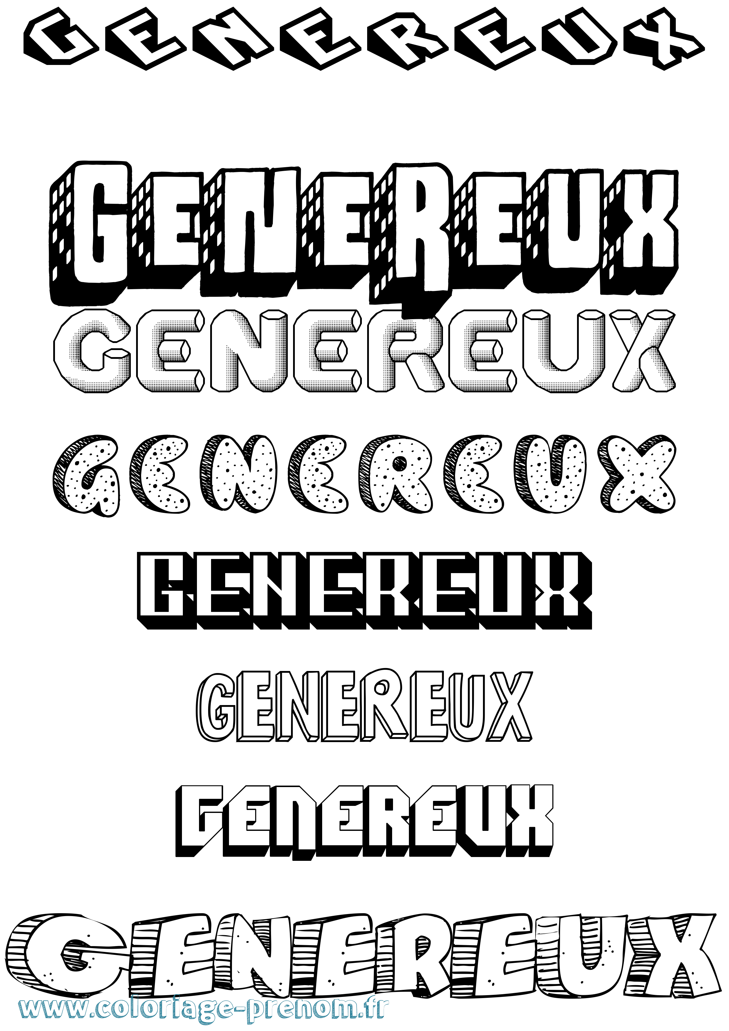 Coloriage Genereux Effet 3D Coloriage prénom Genereux Effet 3D