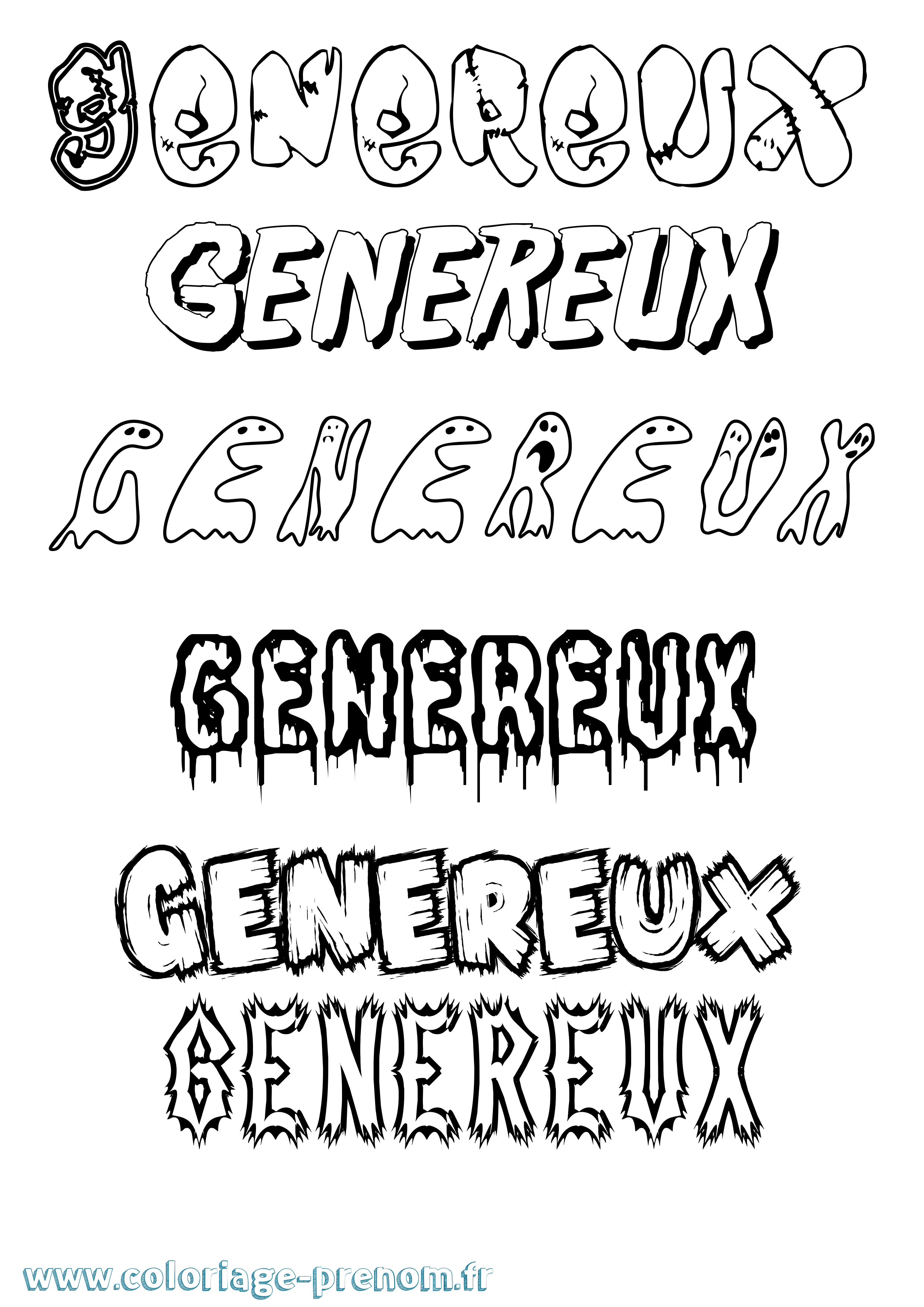 Coloriage Genereux Frisson Coloriage prénom Genereux Frisson