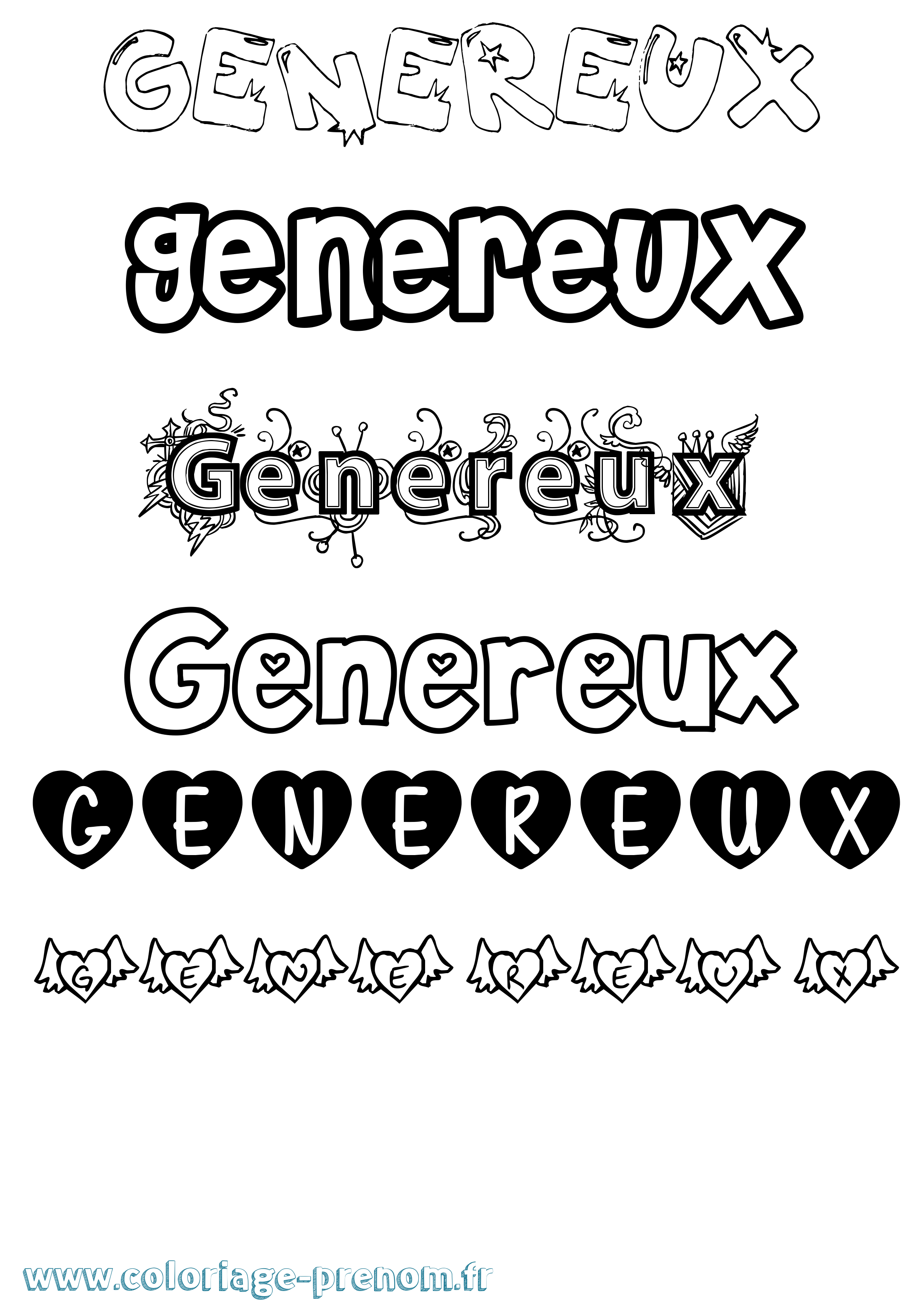 Coloriage Genereux Girly Coloriage prénom Genereux Girly