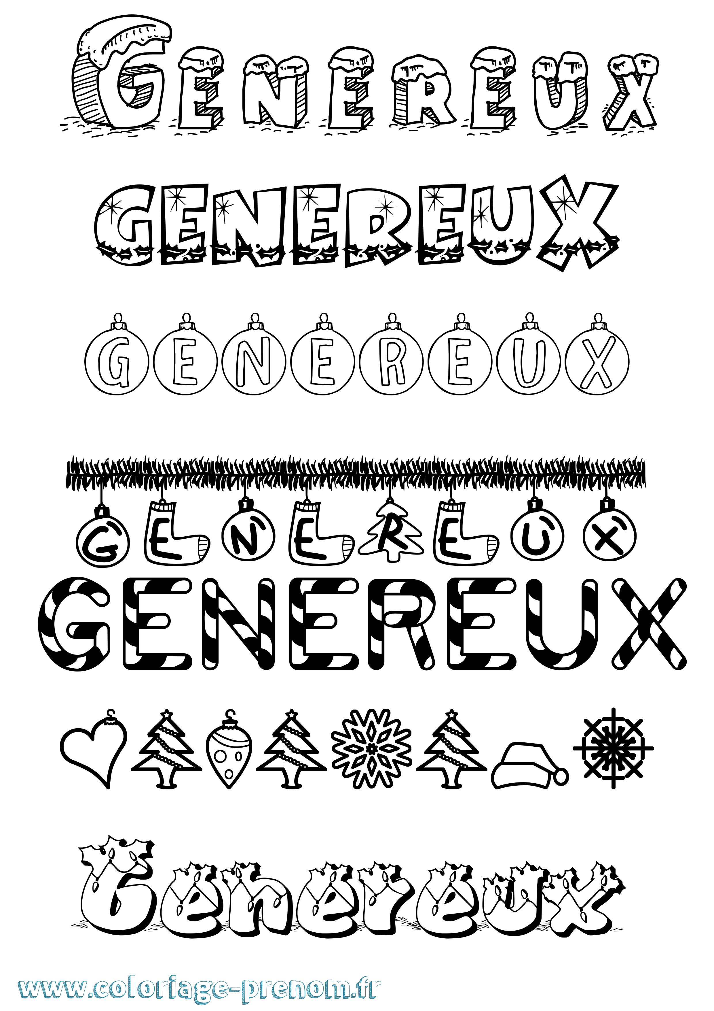 Coloriage Genereux Noël Coloriage prénom Genereux Noël