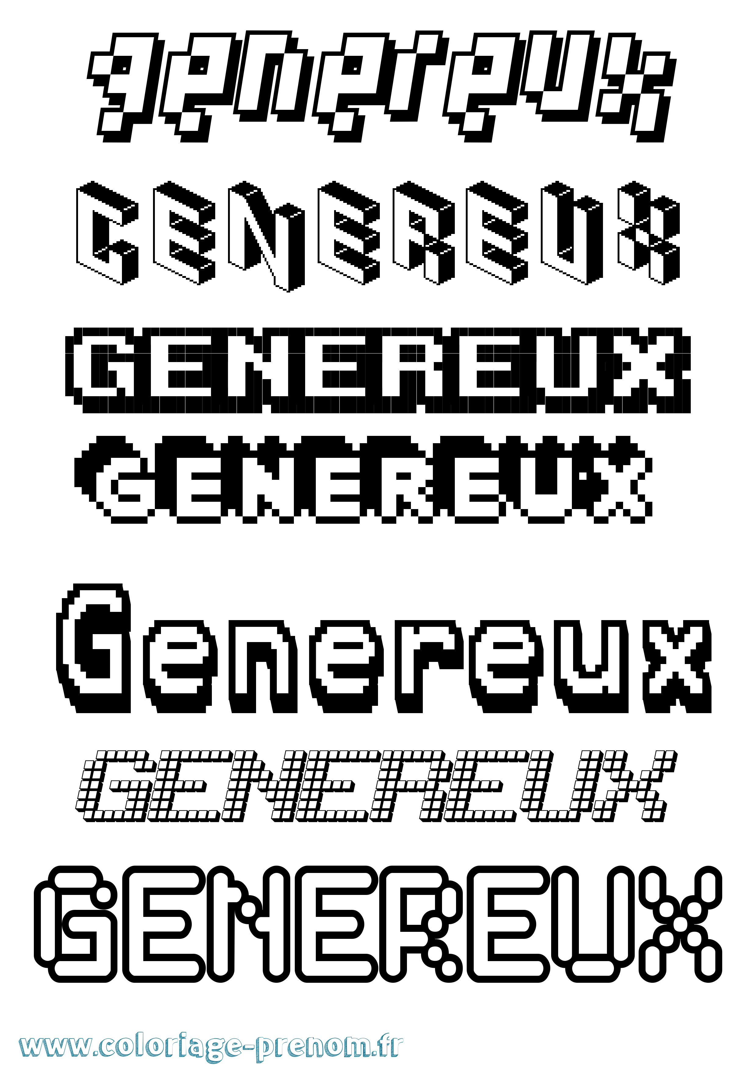 Coloriage Genereux Pixel Coloriage prénom Genereux Pixel
