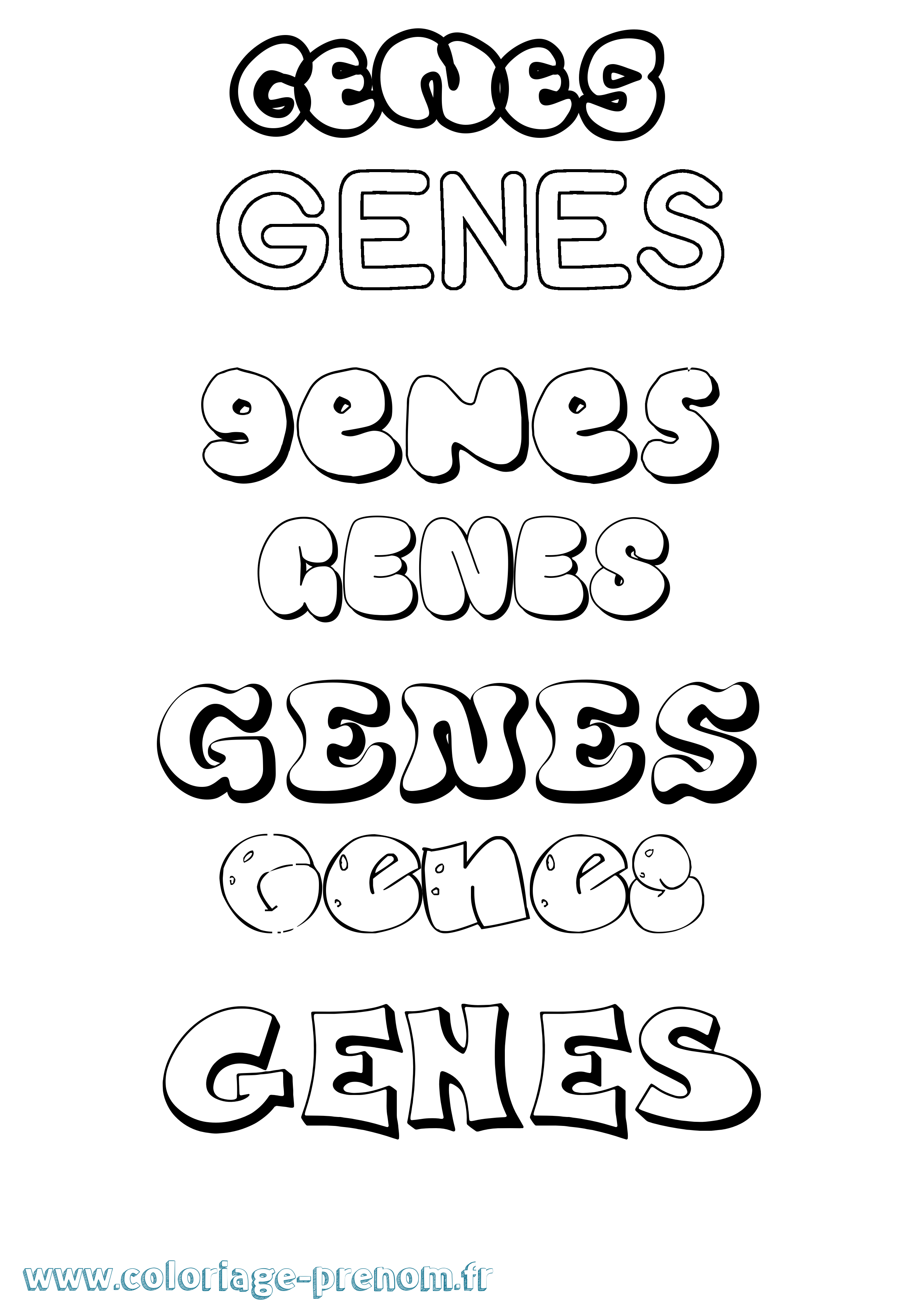 Coloriage Genes Bubble Coloriage prénom Genes Bubble