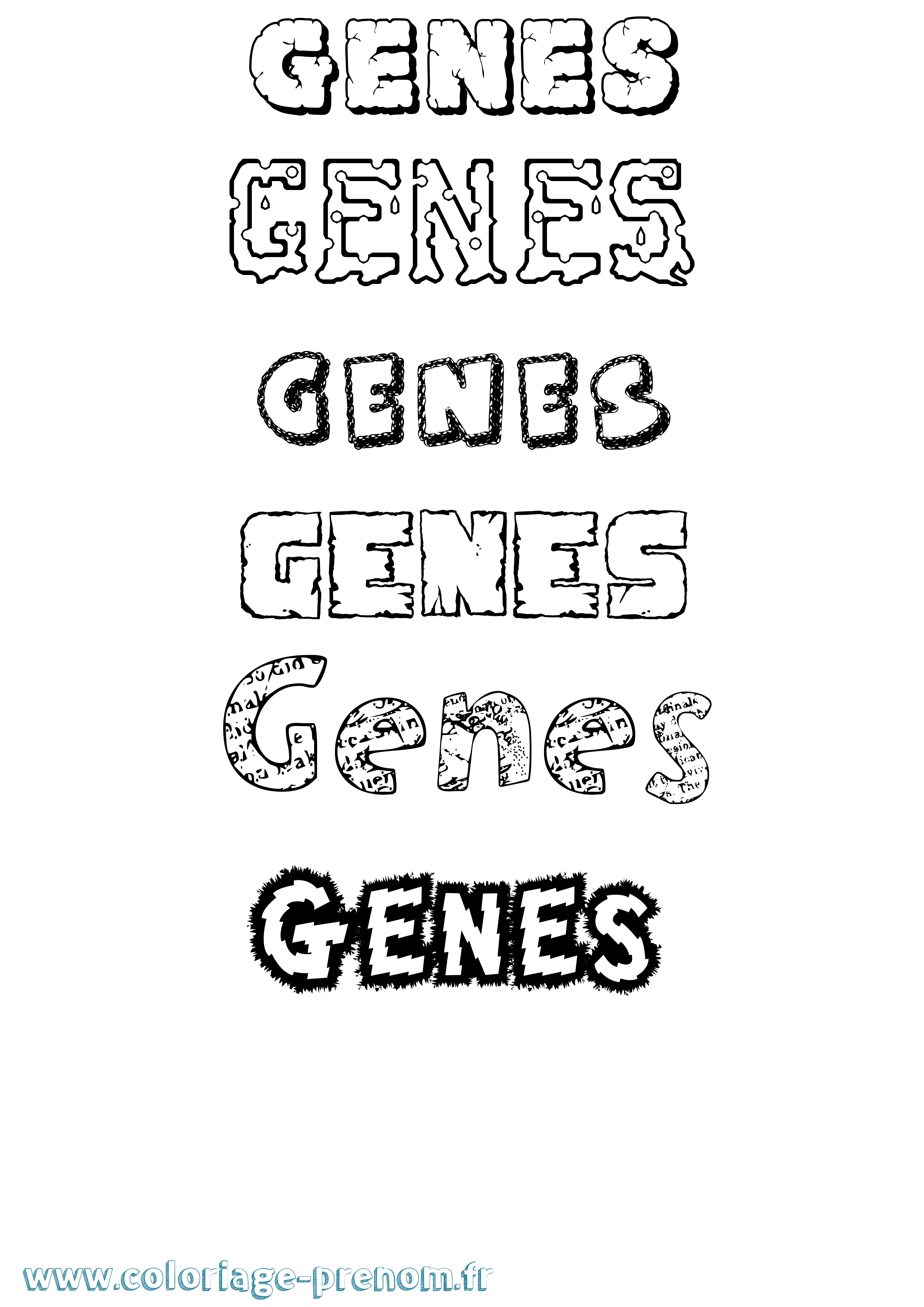 Coloriage Genes Destructuré Coloriage prénom Genes Destructuré