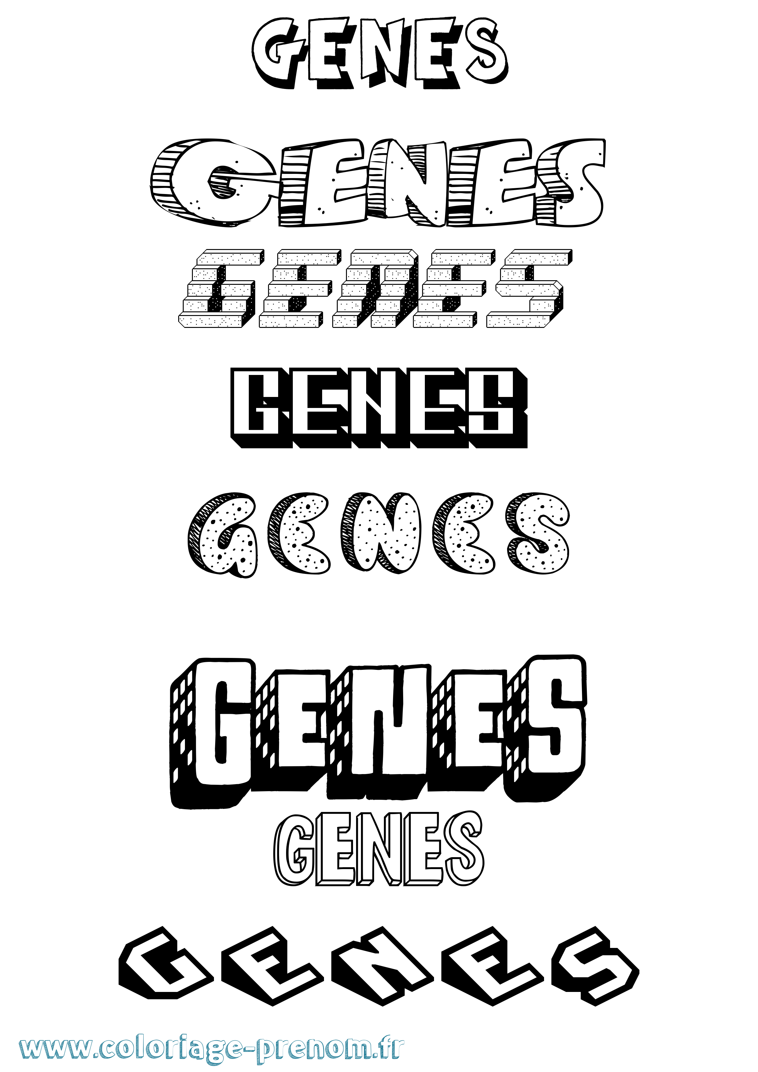 Coloriage Genes Effet 3D Coloriage prénom Genes Effet 3D