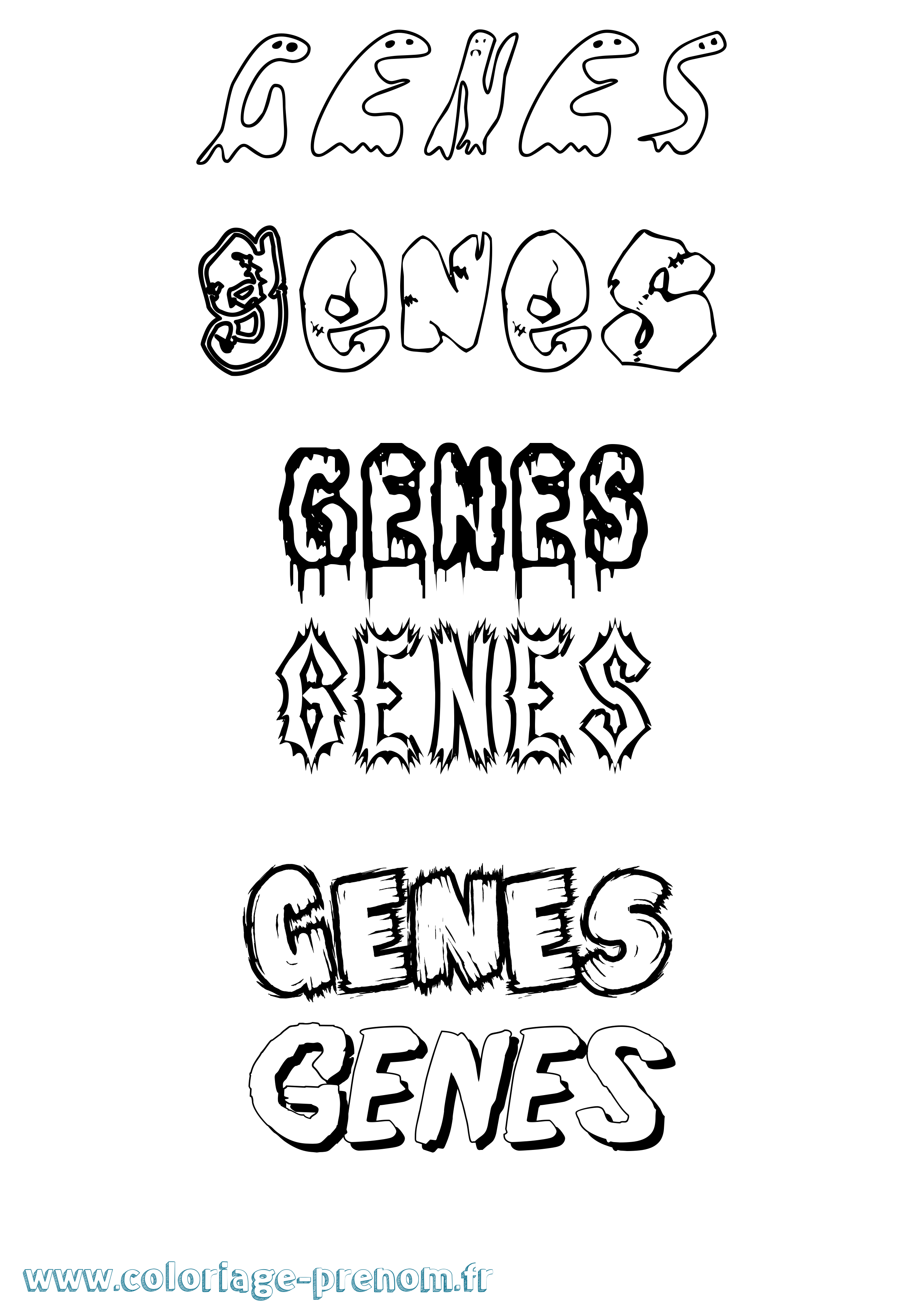 Coloriage Genes Frisson Coloriage prénom Genes Frisson