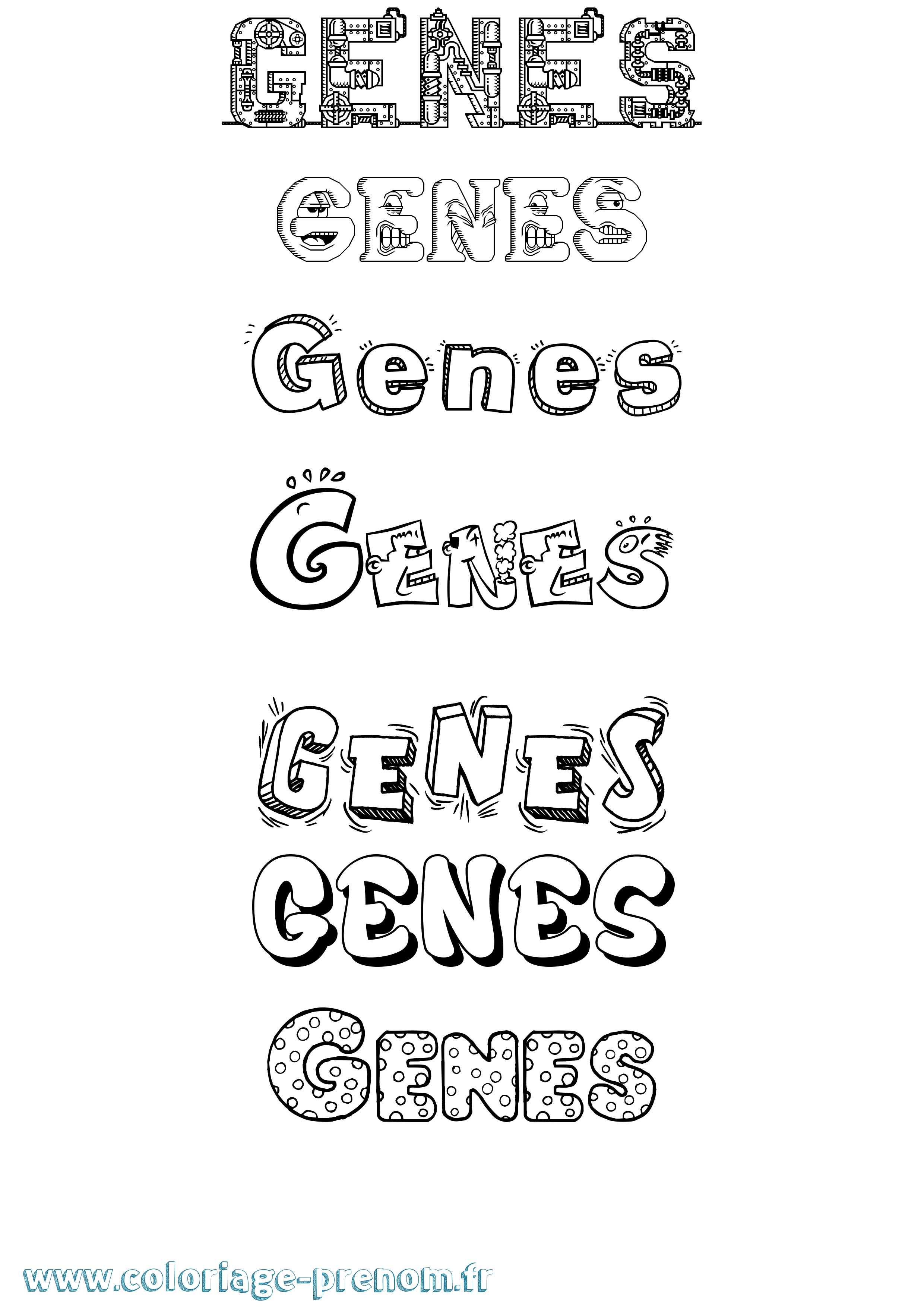 Coloriage Genes Fun Coloriage prénom Genes Fun