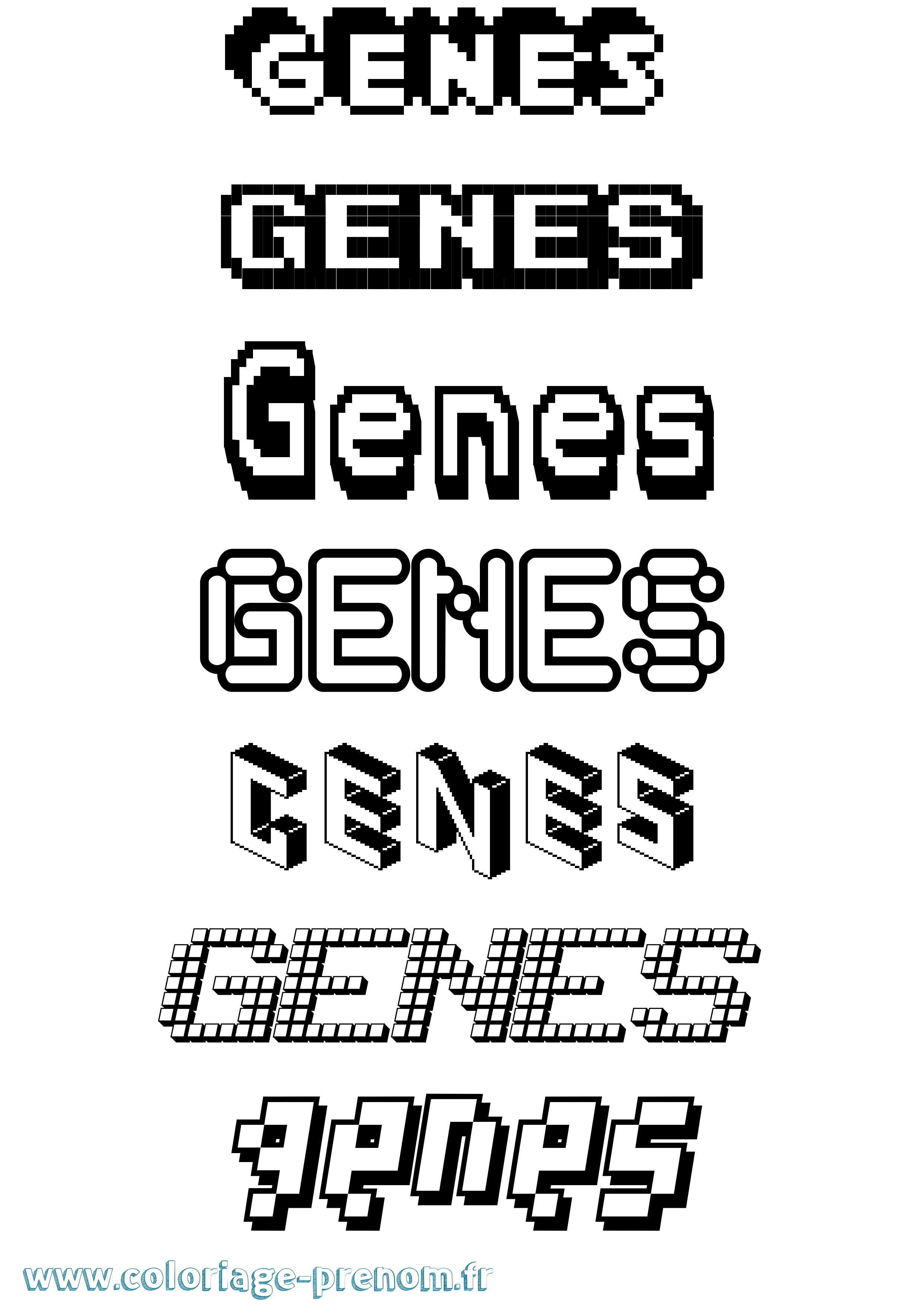 Coloriage Genes Pixel Coloriage prénom Genes Pixel