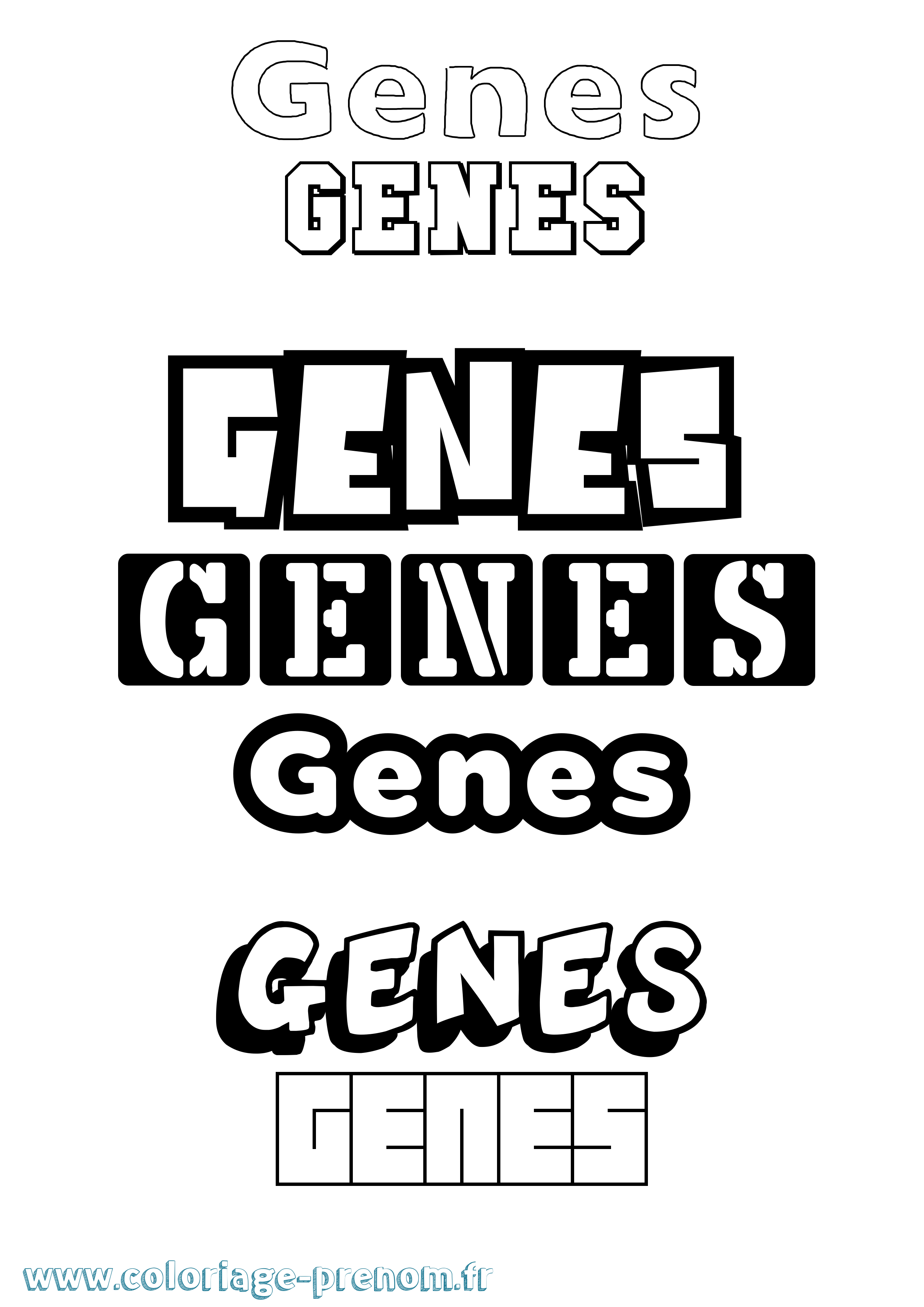 Coloriage Genes Simple Coloriage prénom Genes Simple