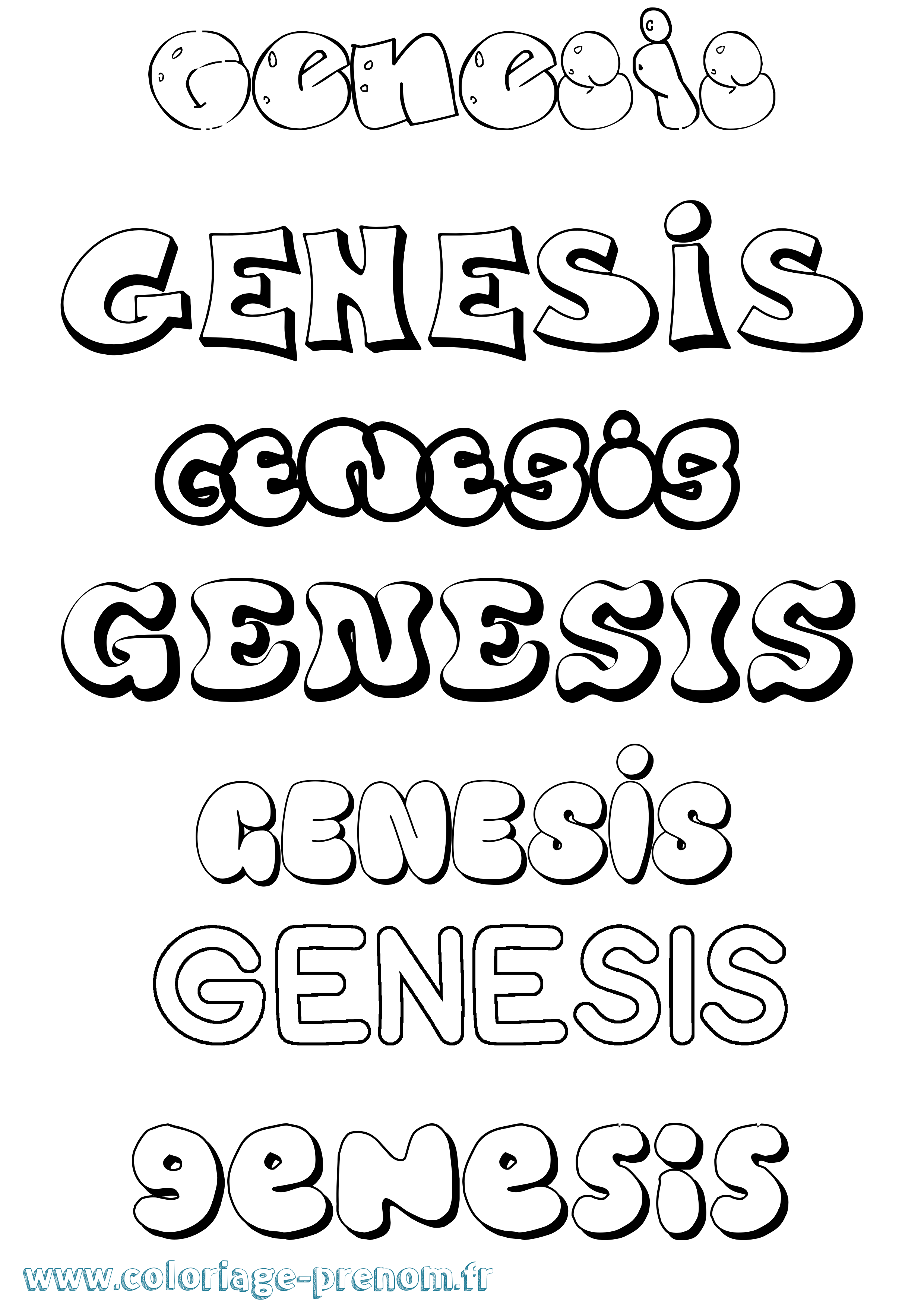Coloriage Genesis Bubble Coloriage prénom Genesis Bubble