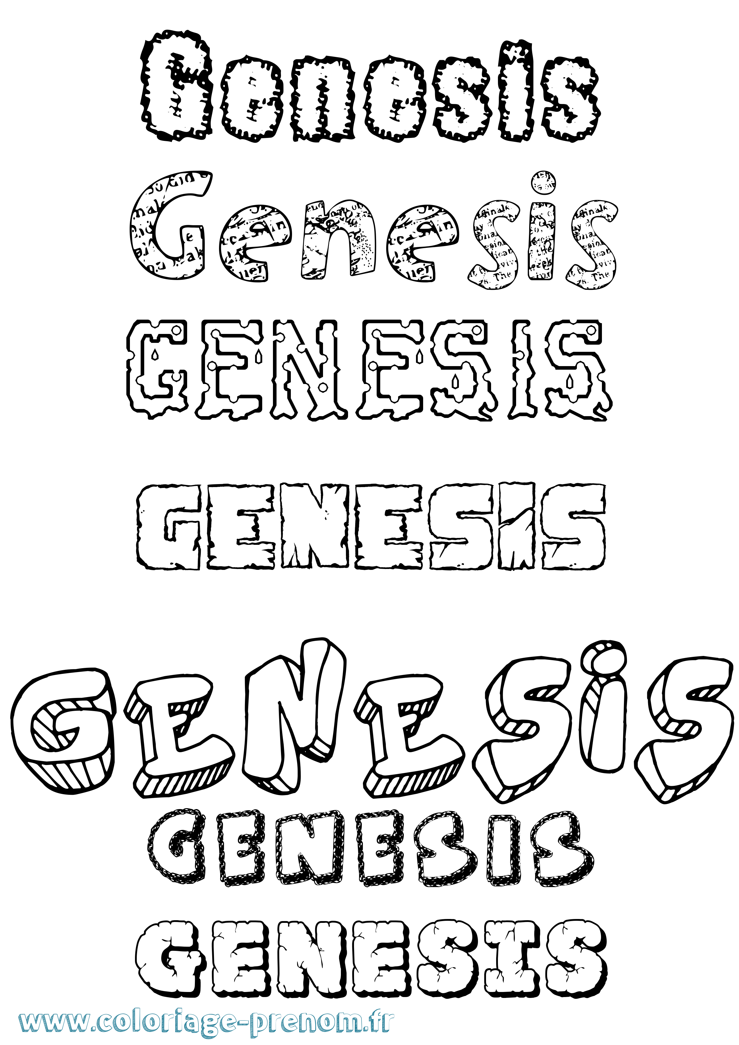 Coloriage Genesis Destructuré Coloriage prénom Genesis Destructuré