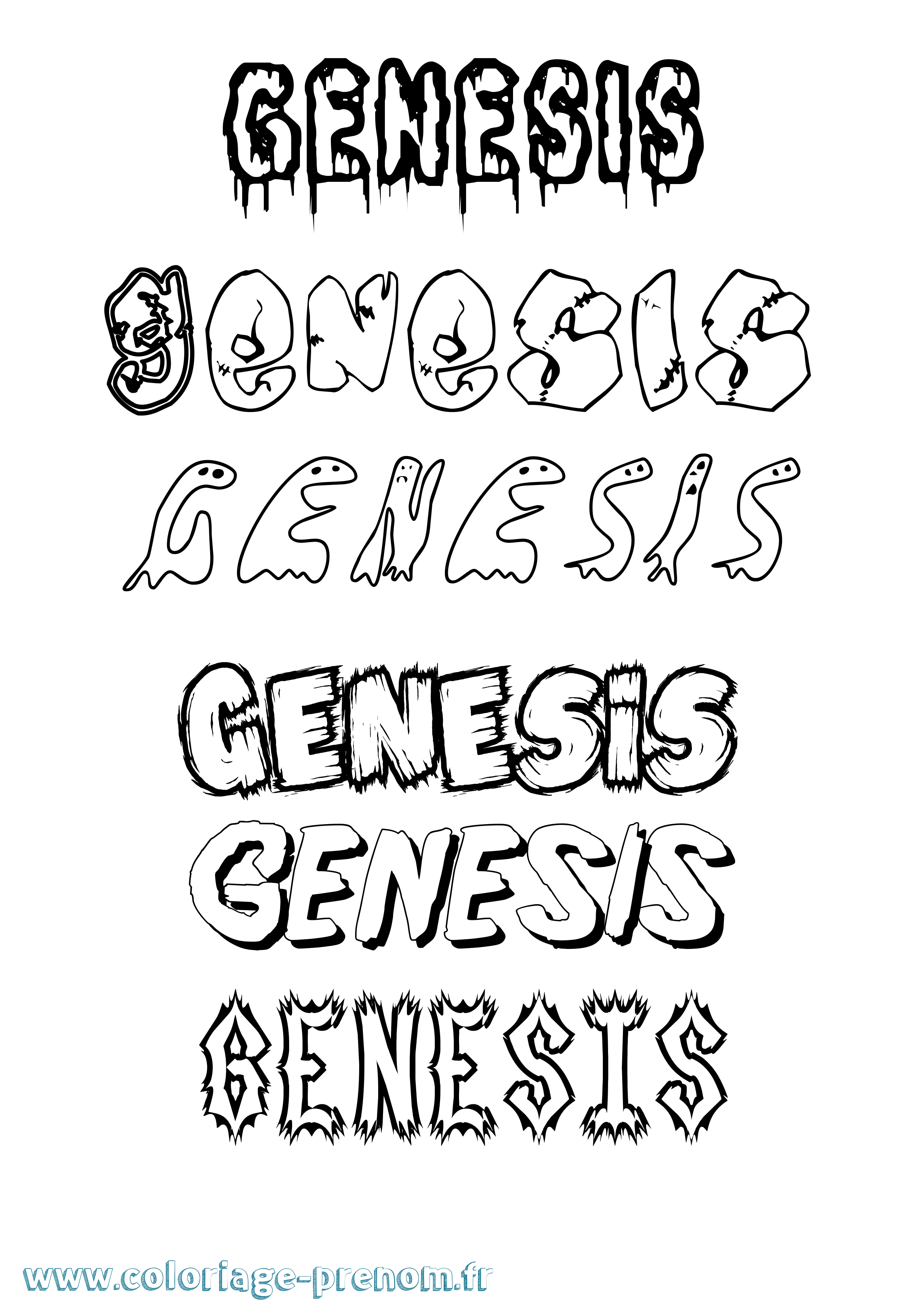 Coloriage Genesis Frisson Coloriage prénom Genesis Frisson