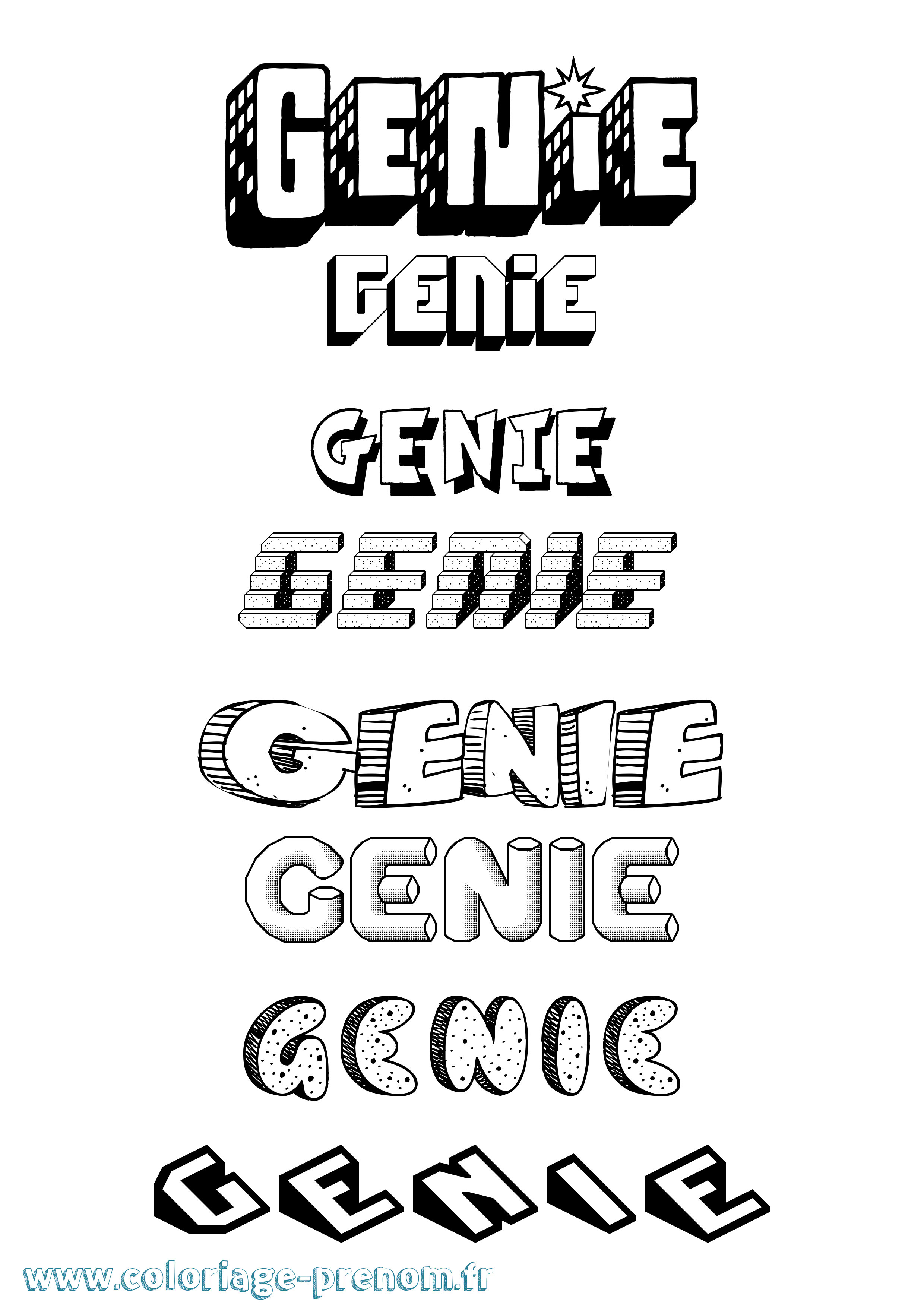 Coloriage Genie Effet 3D Coloriage prénom Genie Effet 3D