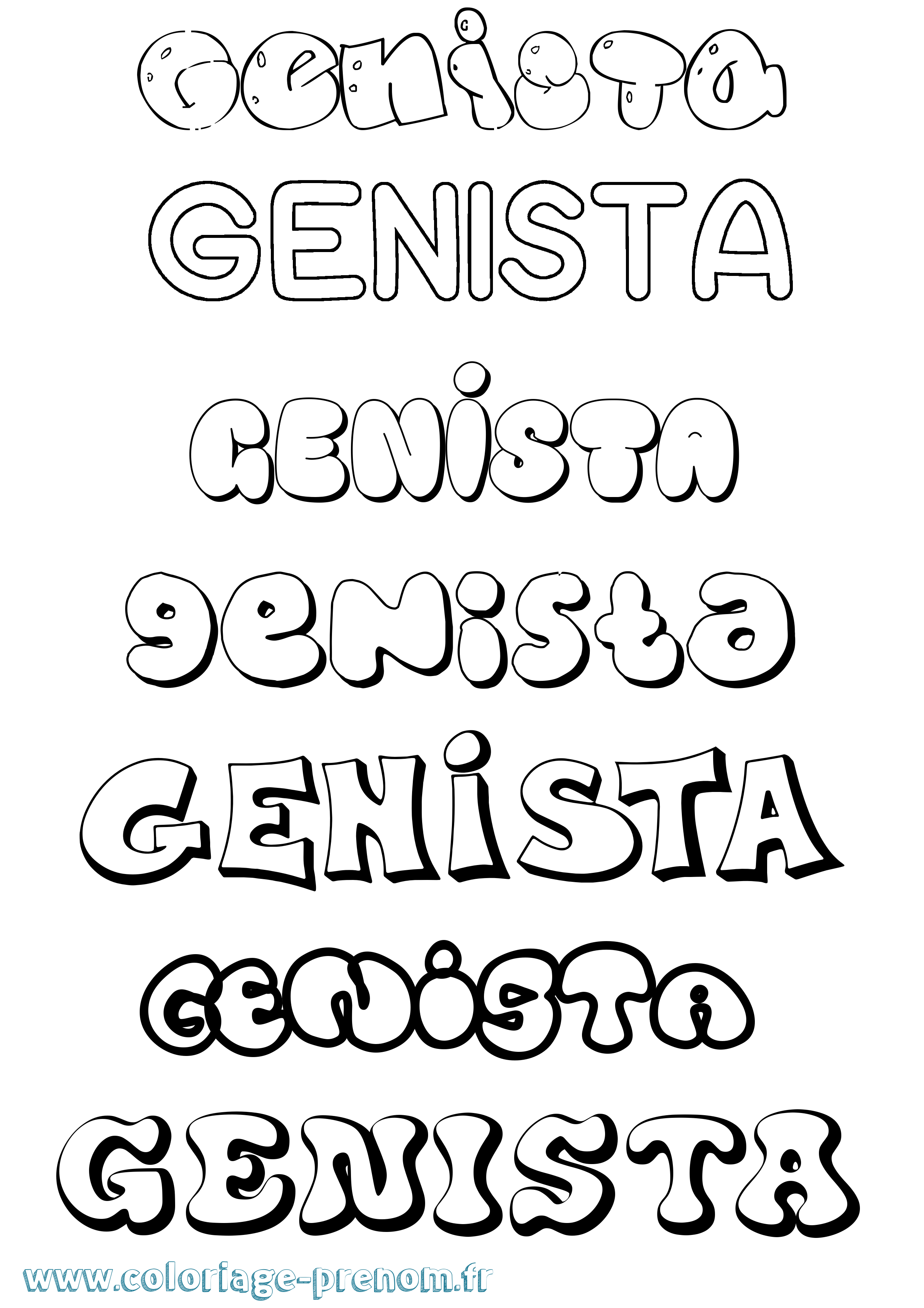 Coloriage Genista Bubble Coloriage prénom Genista Bubble