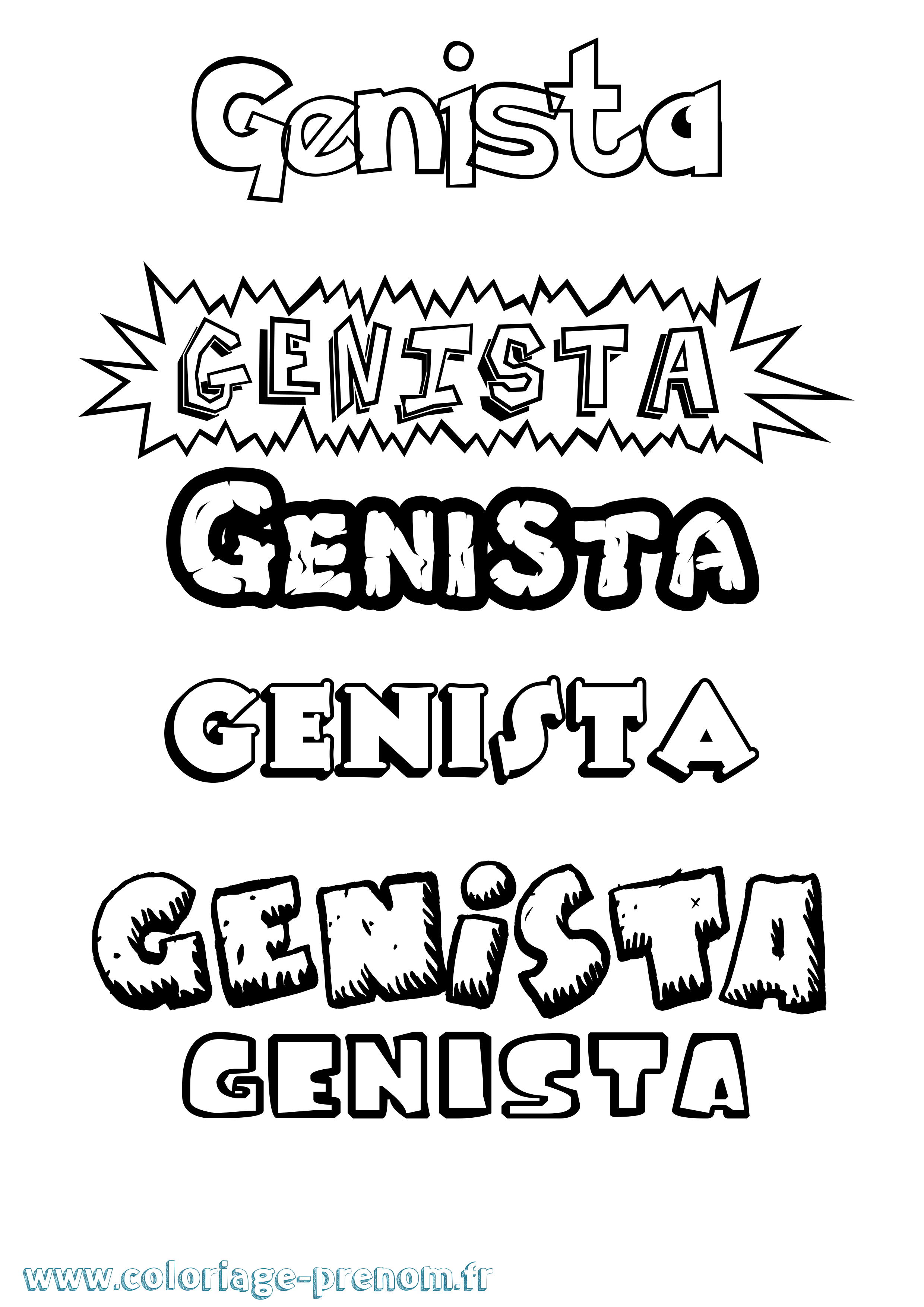 Coloriage Genista Dessin Animé Coloriage prénom Genista Dessin Animé