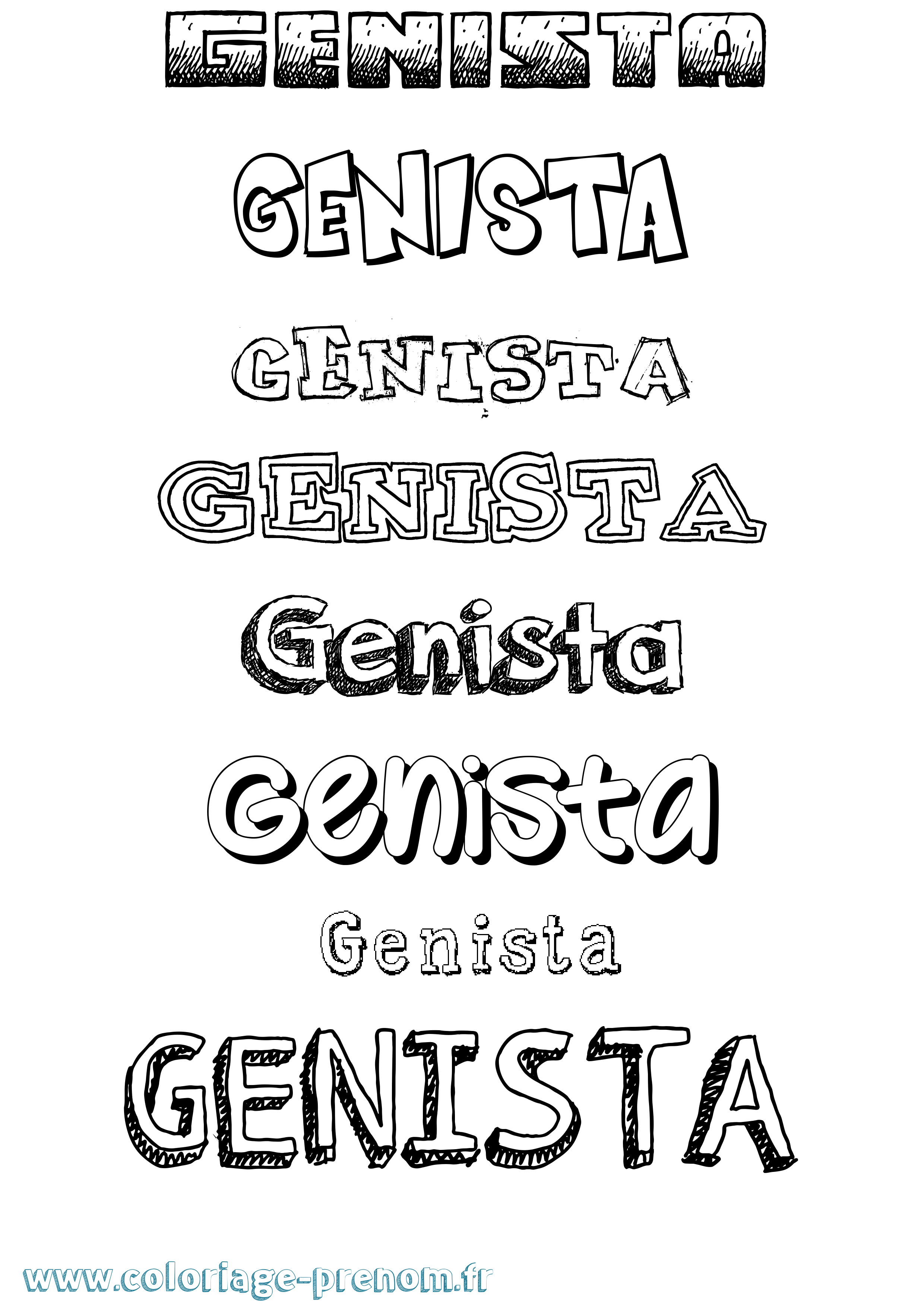 Coloriage Genista Dessiné Coloriage prénom Genista Dessiné