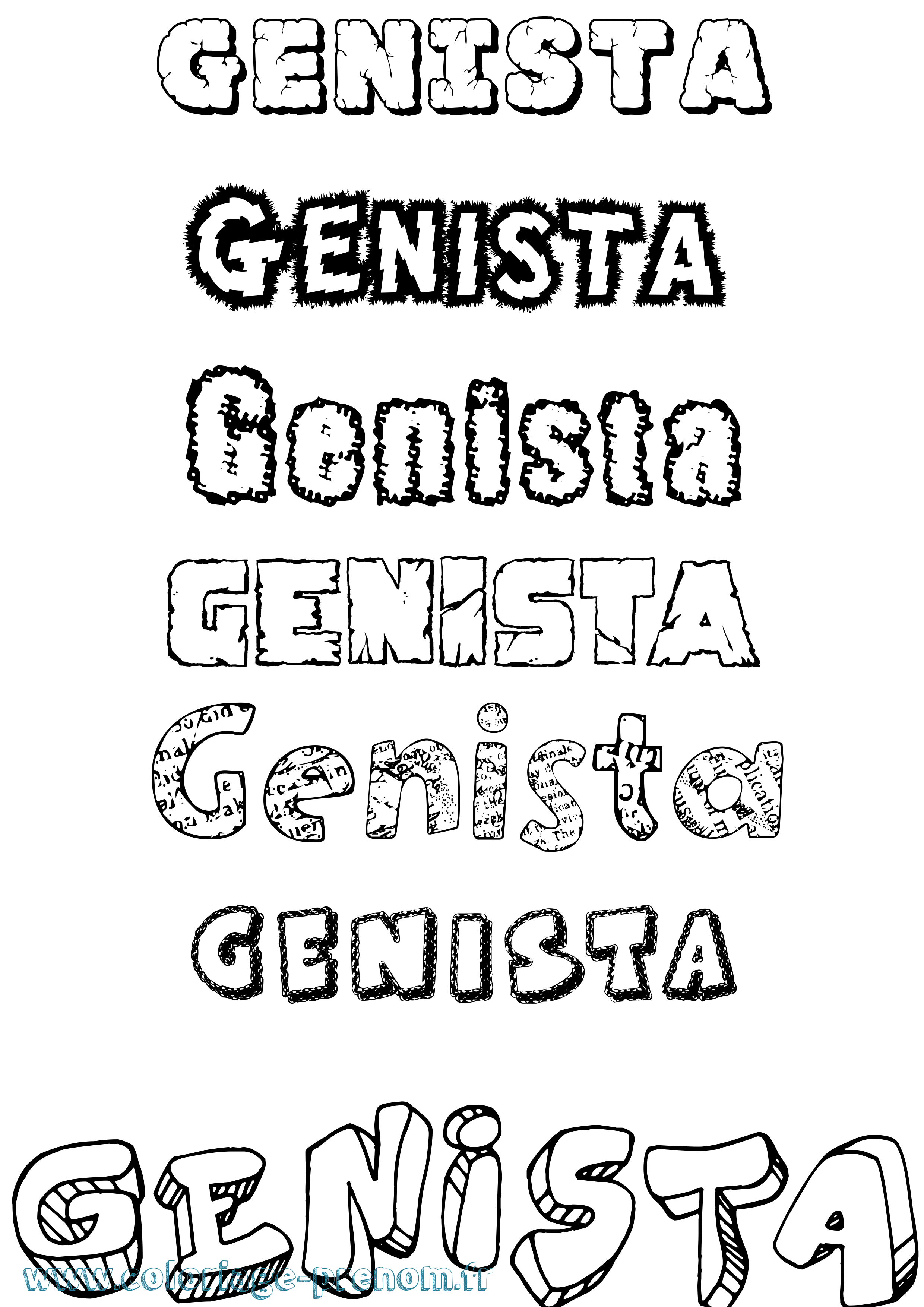 Coloriage Genista Destructuré Coloriage prénom Genista Destructuré