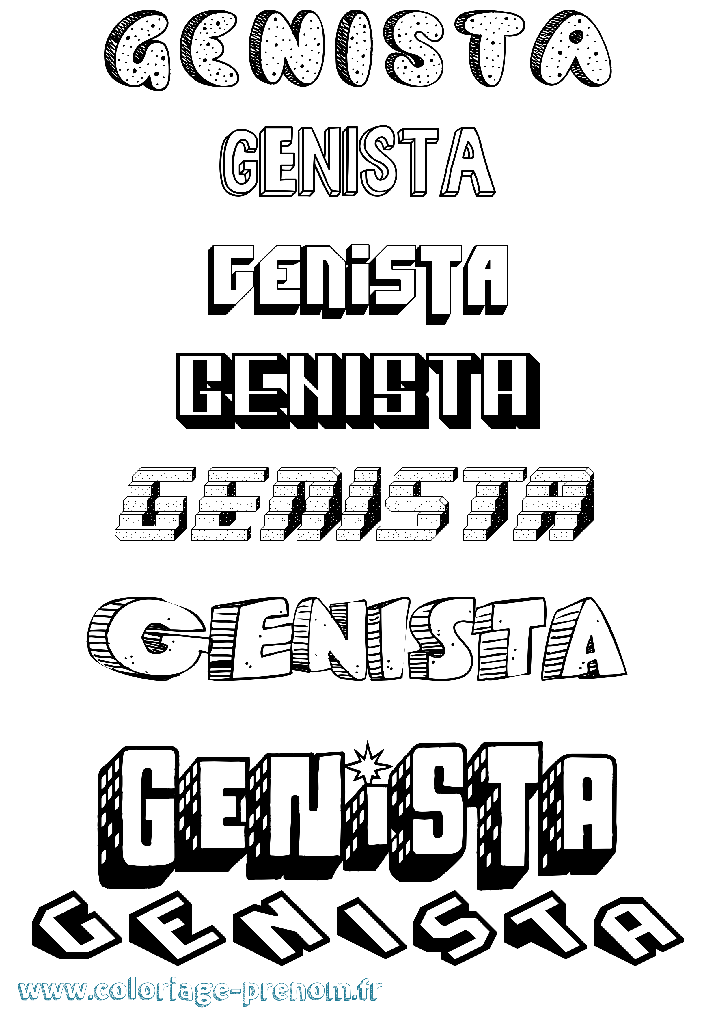 Coloriage Genista Effet 3D Coloriage prénom Genista Effet 3D