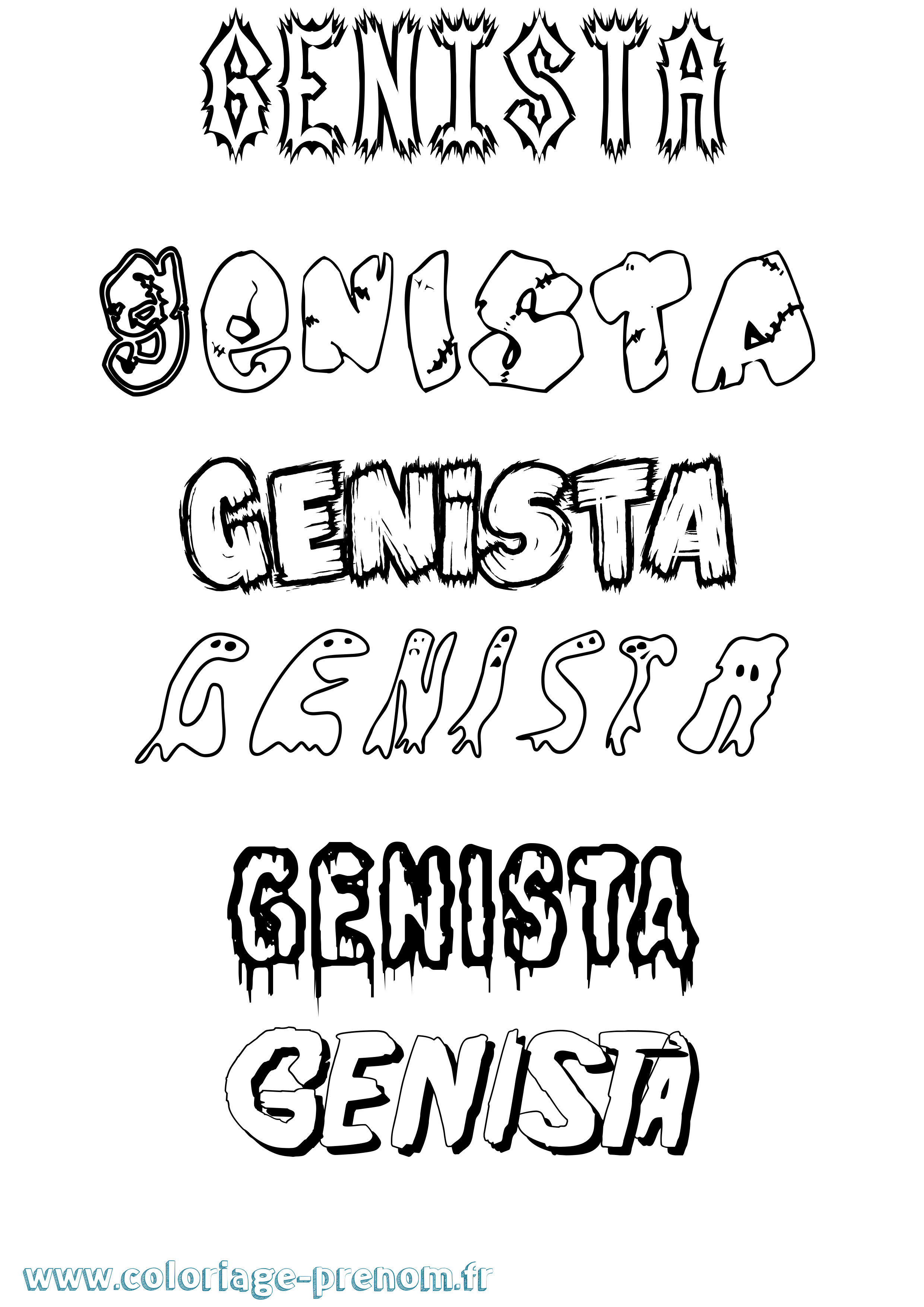 Coloriage Genista Frisson Coloriage prénom Genista Frisson