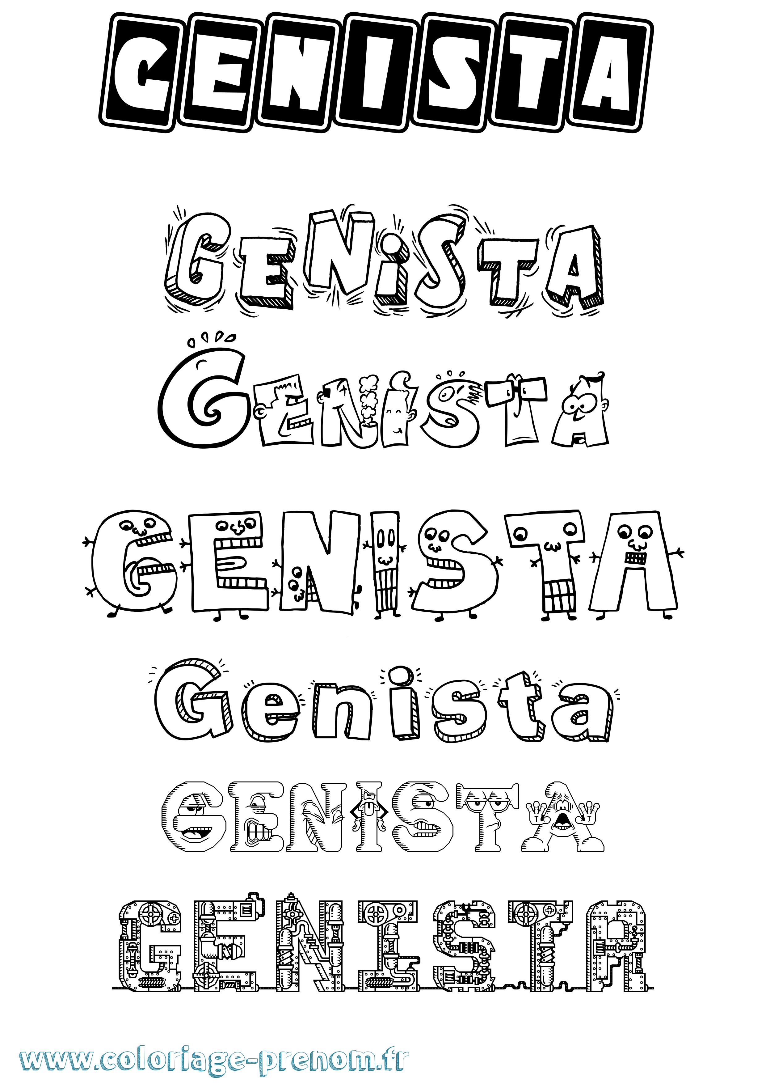 Coloriage Genista Fun Coloriage prénom Genista Fun